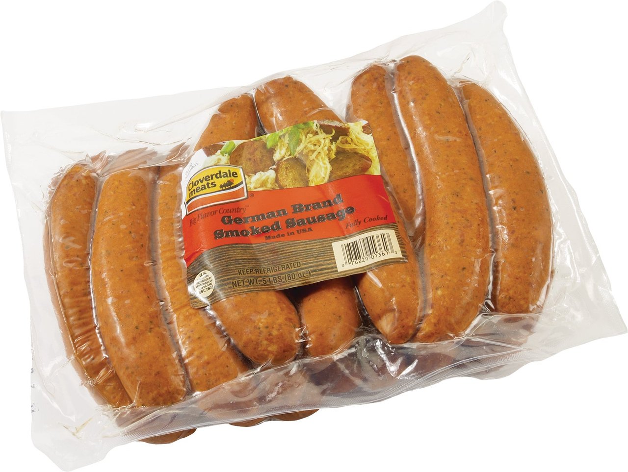 Cloverdale German Smoked Sausage, 5 Pound Package - Image 1