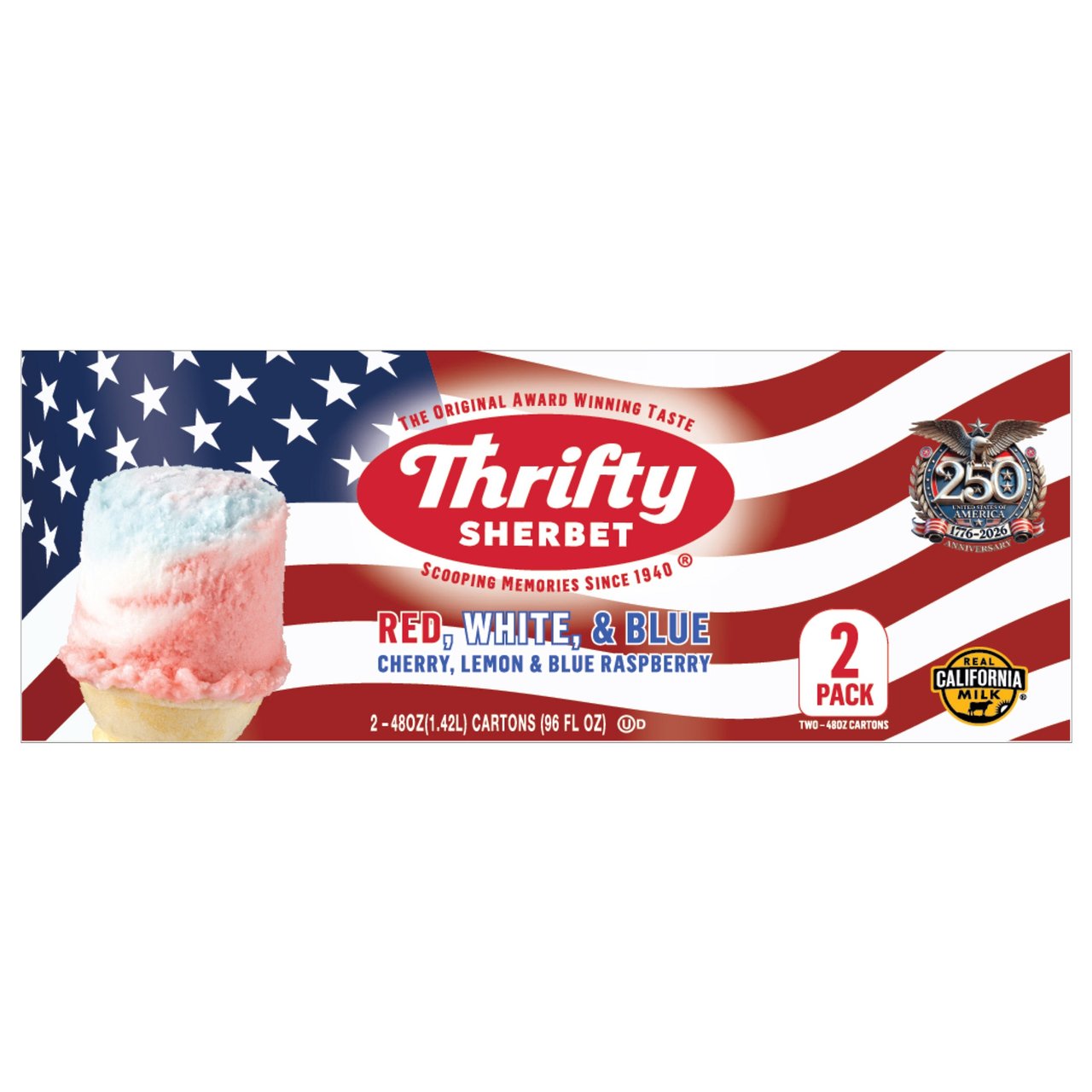 THRIFTY SHERBET RED, WHITE, AND BLUE 2/48 OZ - Image 1