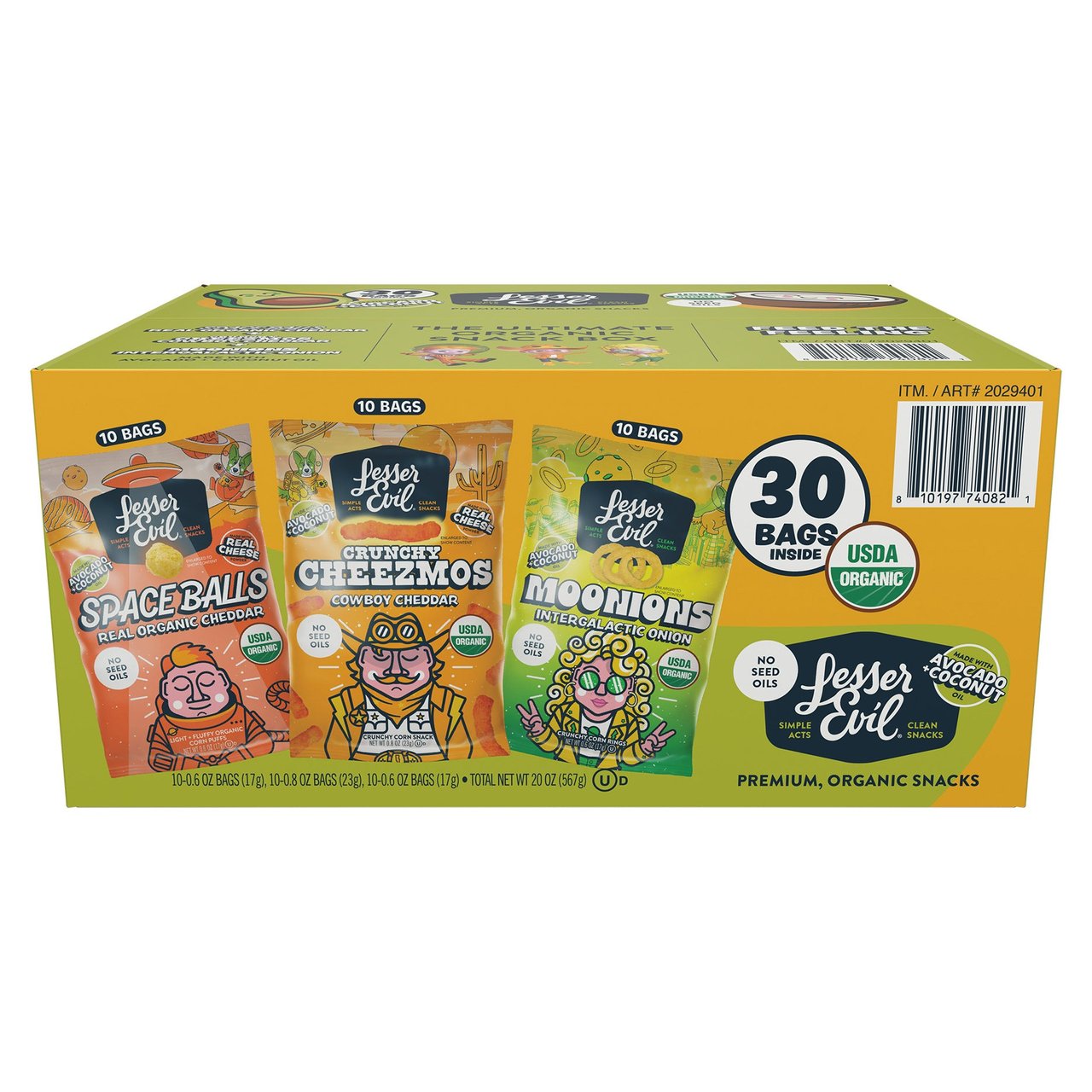 LesserEvil Organic Snack Box, 30-Count (1.25 lbs) - Image 1