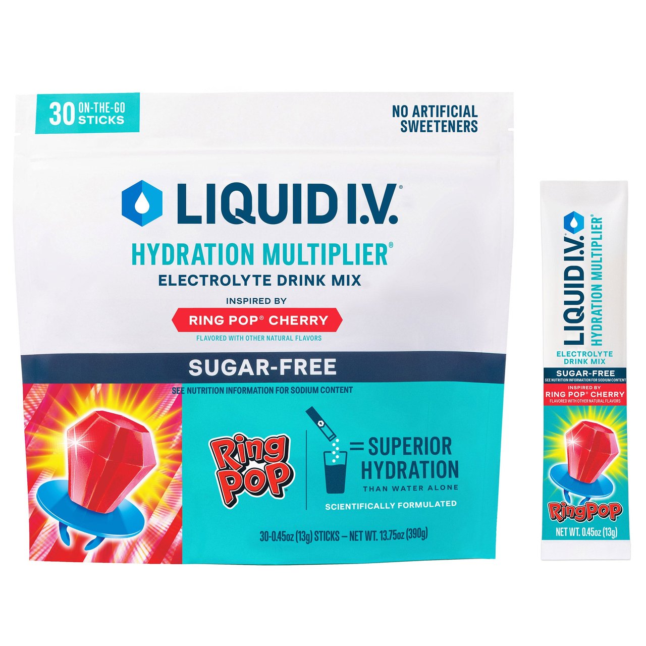 Liquid I.V. Sugar-Free Hydration Multiplier Ring Pop Cherry, 30 Count - Image 1