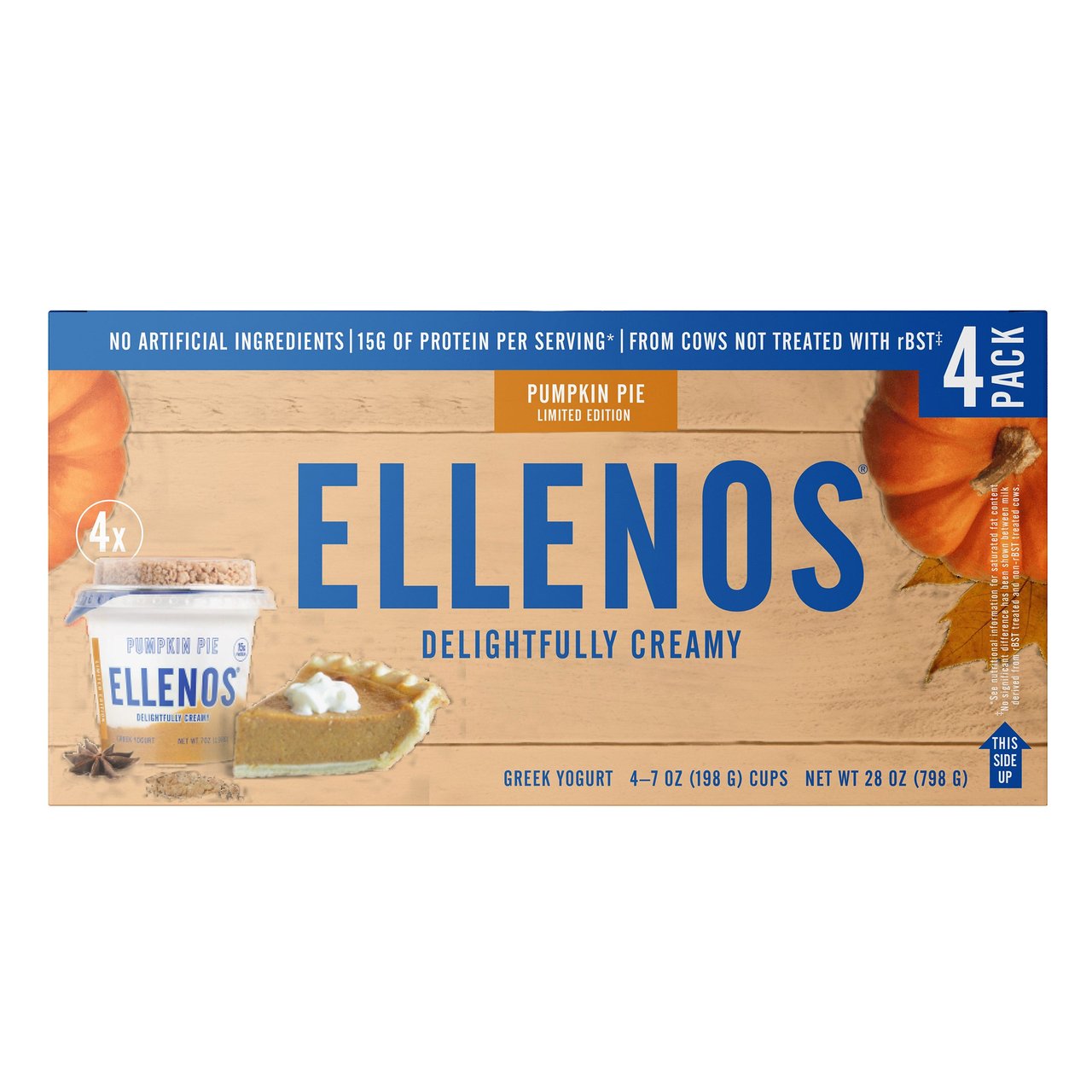 Ellenos Pumpkin Pie Greek Yogurt, 4-Pack 7 oz Cups (1.75 lbs) - Image 1