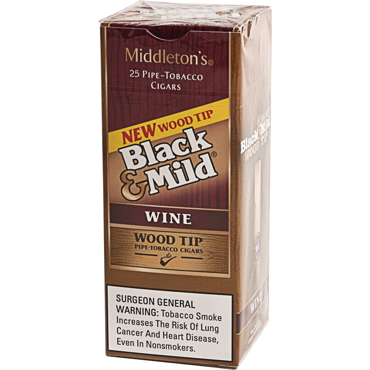 Black & Mild Wine Plastic Tip Single Cigars, 25 ct Upright - Image 1