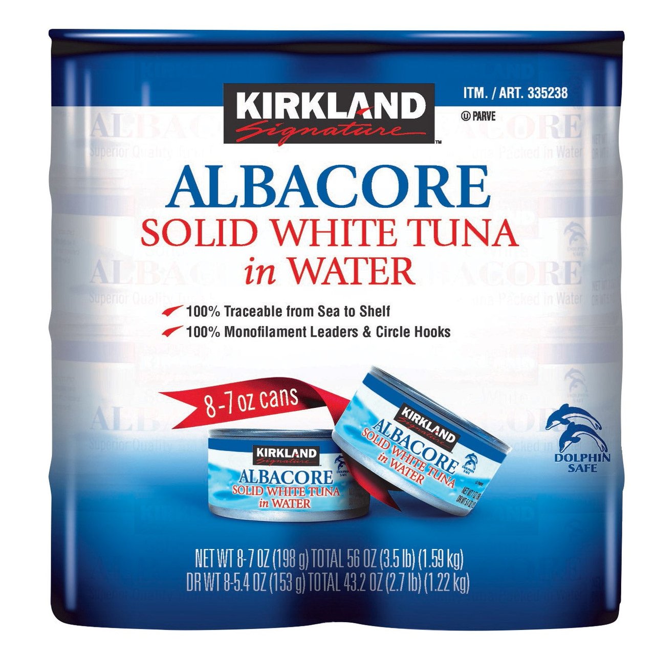 Kirkland Signature Solid White Albacore Tuna in Water, 7 oz, 8-Count - Image 1