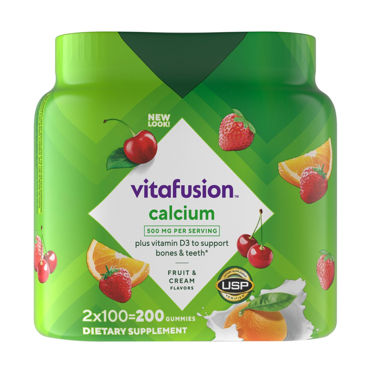 Vitafusion Calcium + D3 Gummies, 2 x 100 Count