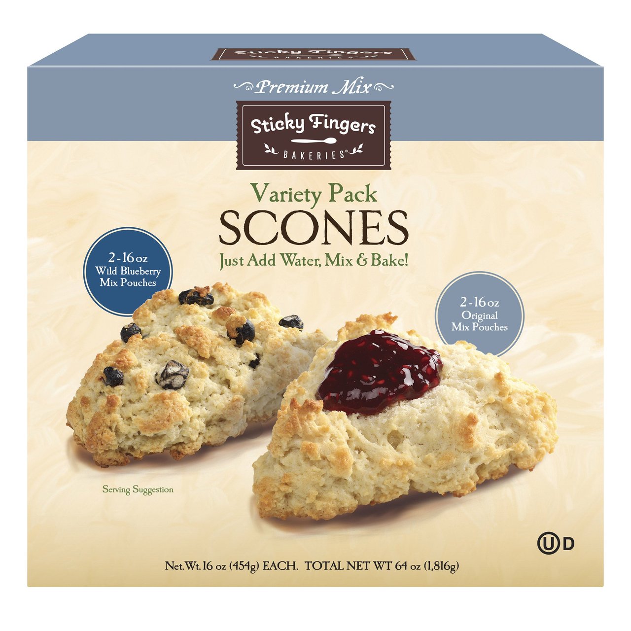 Sticky Fingers Bakeries Blueberry & Original Scone Mix, 4-Pack (16 oz each) - Image 1