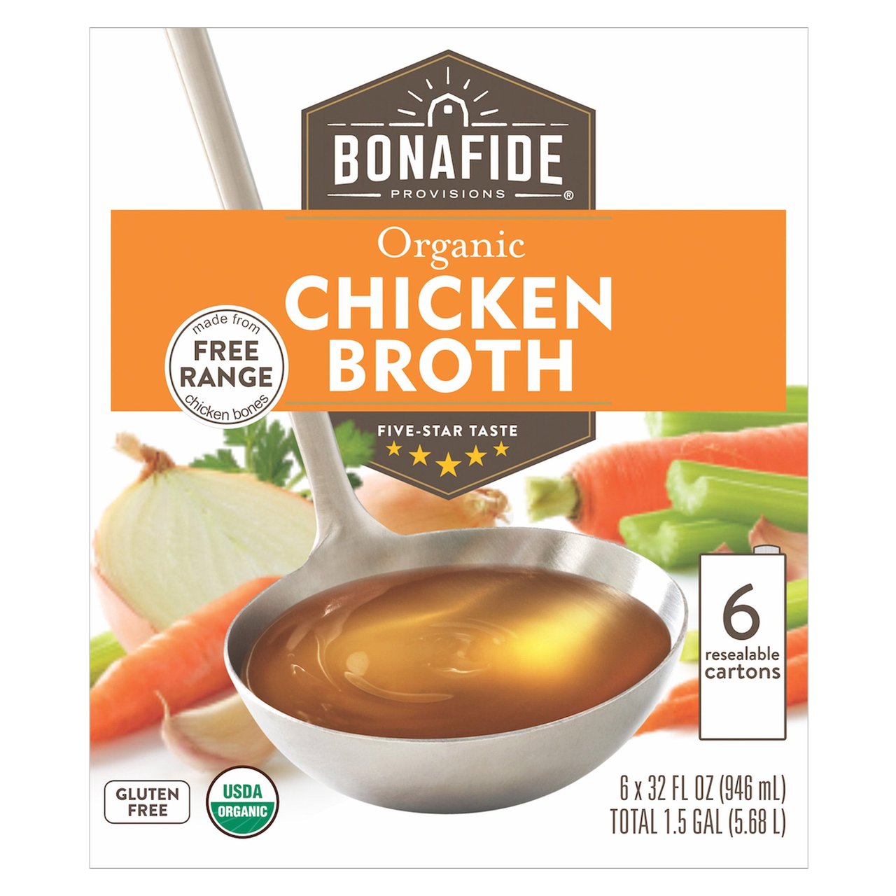 Bonafide Provisions Organic Chicken Broth 6 - 32 Ounces - Image 1