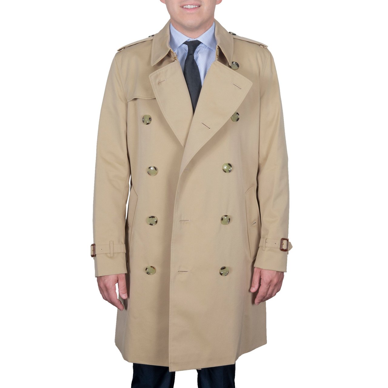 Burberry Men's Mid-Length Kensington Heritage Trench Coat, Honey Beige - Image 1