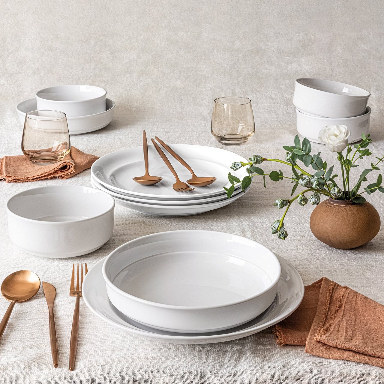 Over&Back Porcelain Dinnerware 12-Piece Set - Image 1