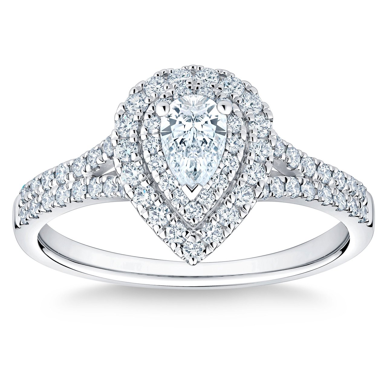 14kt White Gold VS2 G 0.75 ctw Pear & Round Diamond Ring - Image 1