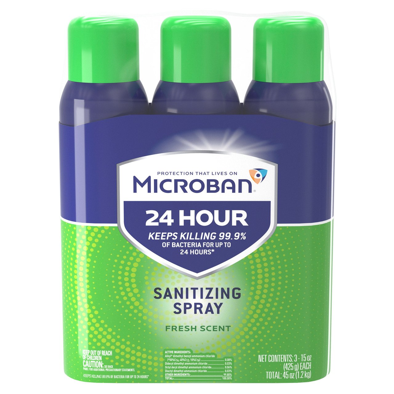 MICROBAN 24HR SANITIZING SPRAY 3 PACK 15 OUNCES EACH - Image 1
