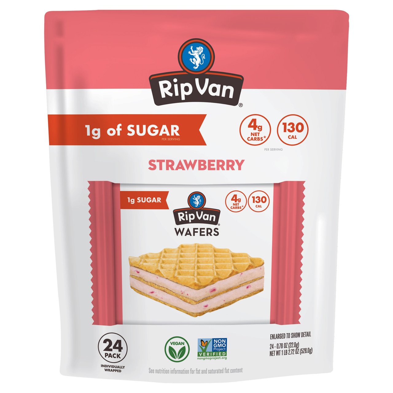 Rip Van Strawberry Wafers, 24-Count / 0.78 oz Each (1.17 lbs) - Image 1