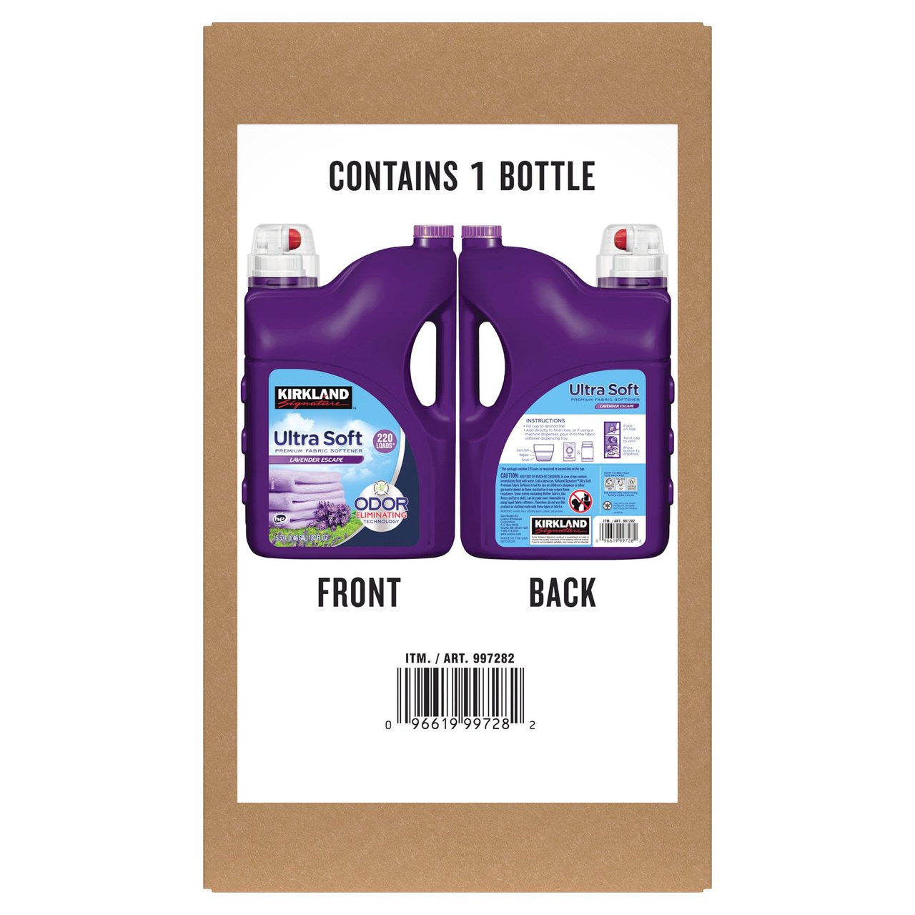 Kirkland Signature Lavender Fabric Softener, 187 oz, 220 Loads - Image 1