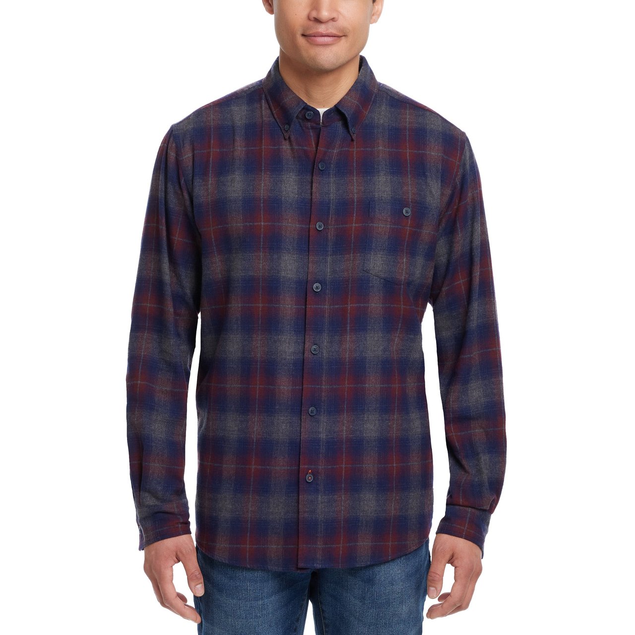 Weatherproof Men's Long Sleeve Flannel Plaid Shirt - Image 1