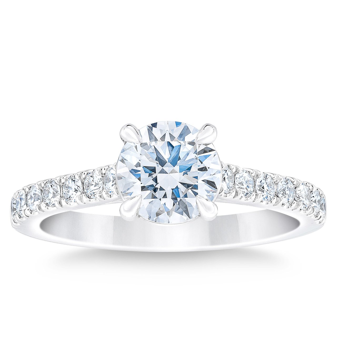 1.57 CTW Round Diamond Platinum Wedding Ring, 1.23 CT Center, VVS1, H Color - Image 1