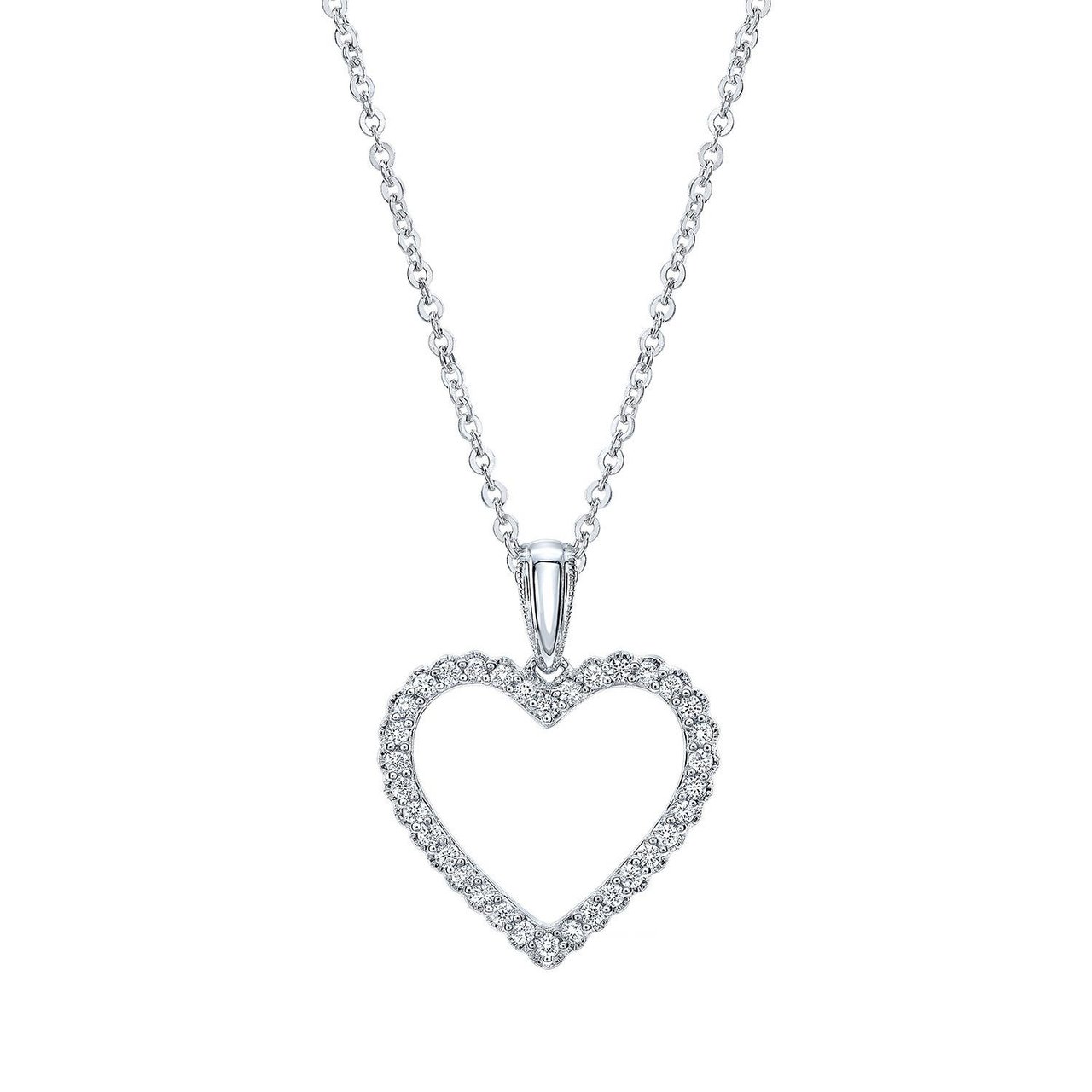 14kt White Gold VS2 I 0.20ctw Round Diamond Heart Pendant - Image 1