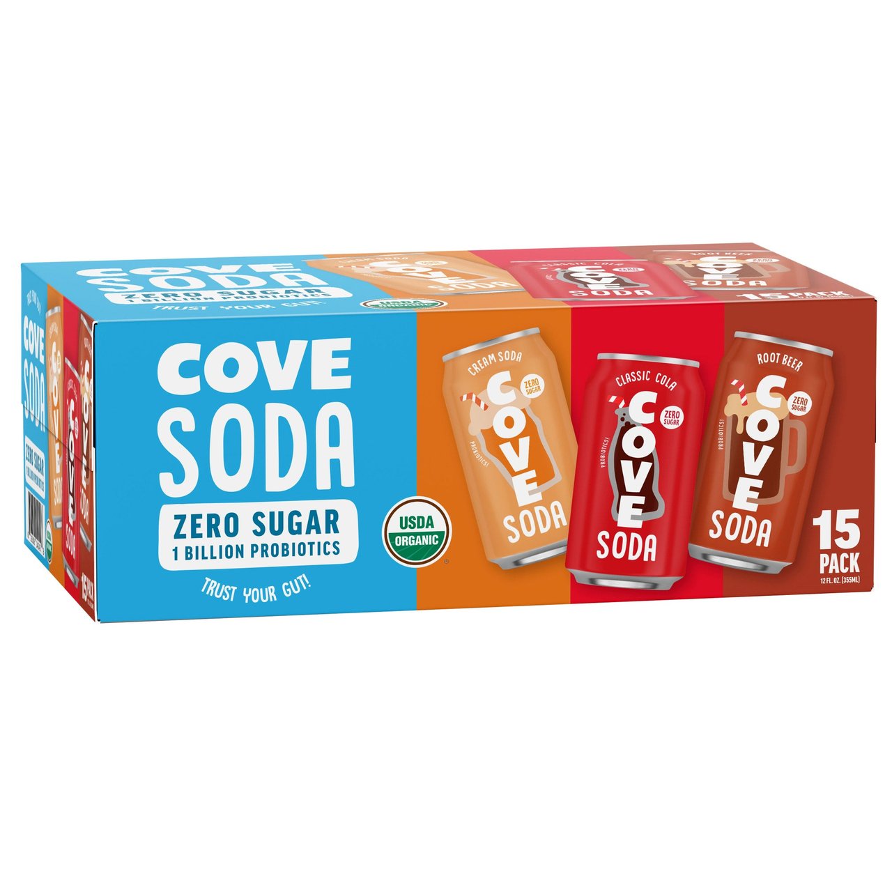 Cove Soda Organic Classic Variety Pack 15/12 FL Oz (5.6 Qts) - Image 1