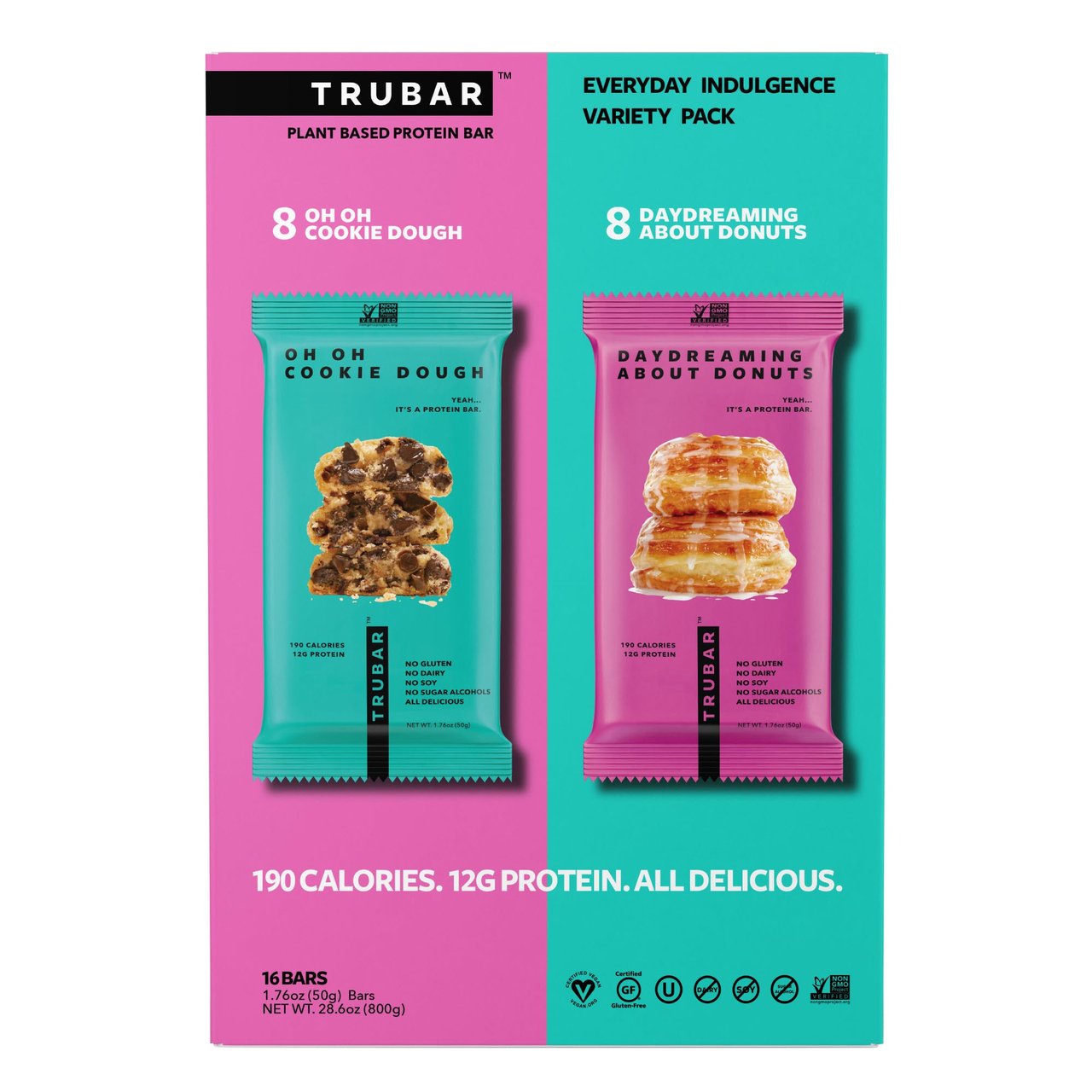 TRUBAR Plant Based Protein Bar Variety Pack, 16 Count, 1.76 oz Each - Image 1