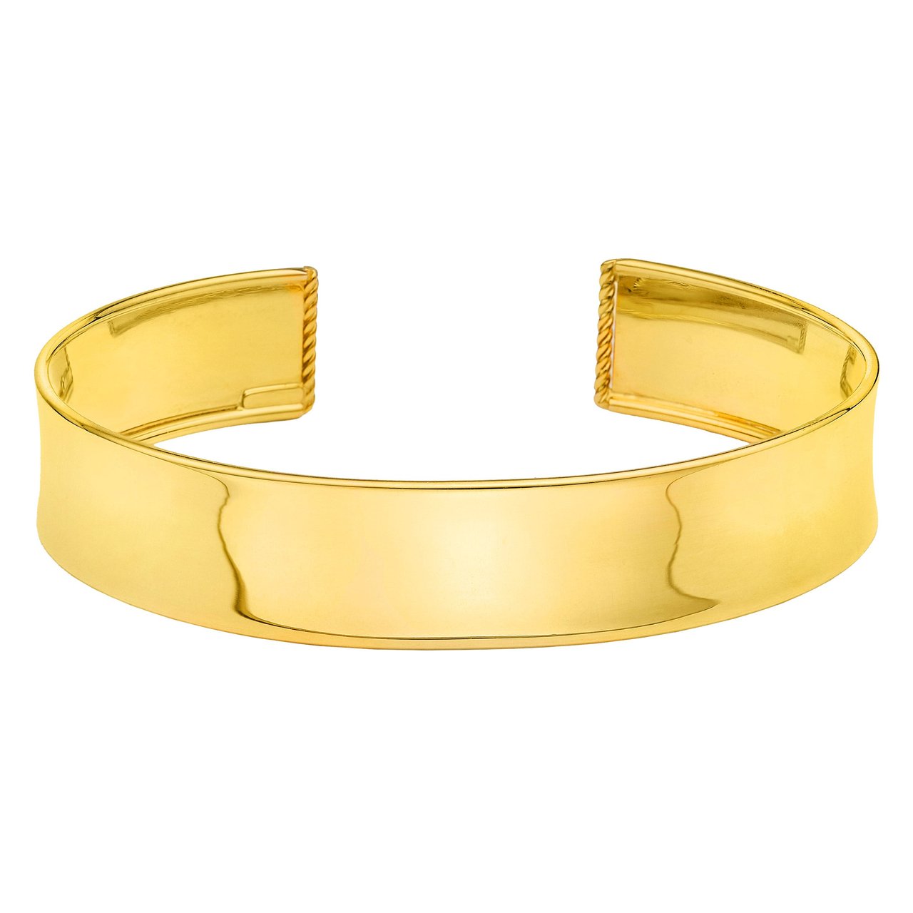 22KT YELLOW GOLD 12MM CUFF BANGLE MADE IN ITALY - Image 1
