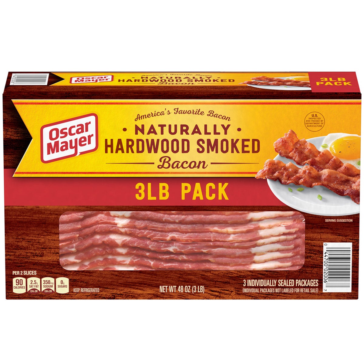 Oscar Mayer Bacon, 3 Pack of 1 lb (3 lbs Total) - Image 1
