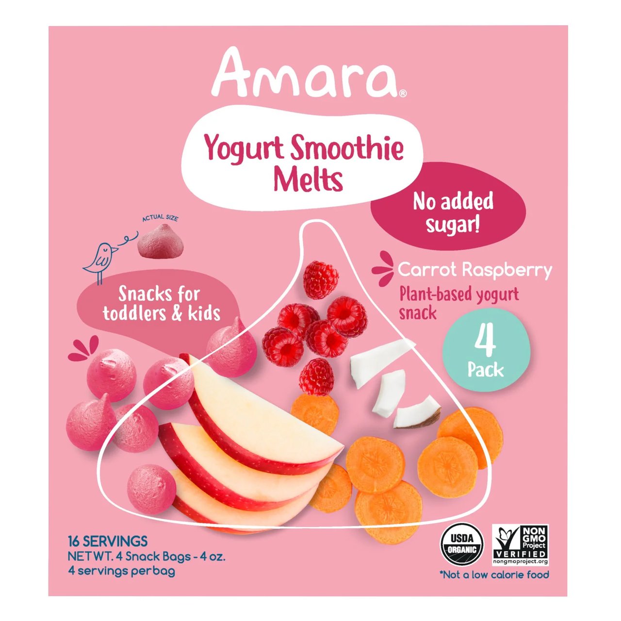 Amara Organic Smoothie Melts - Carrot Raspberry, 4-Pack (1 oz Each) - Image 1