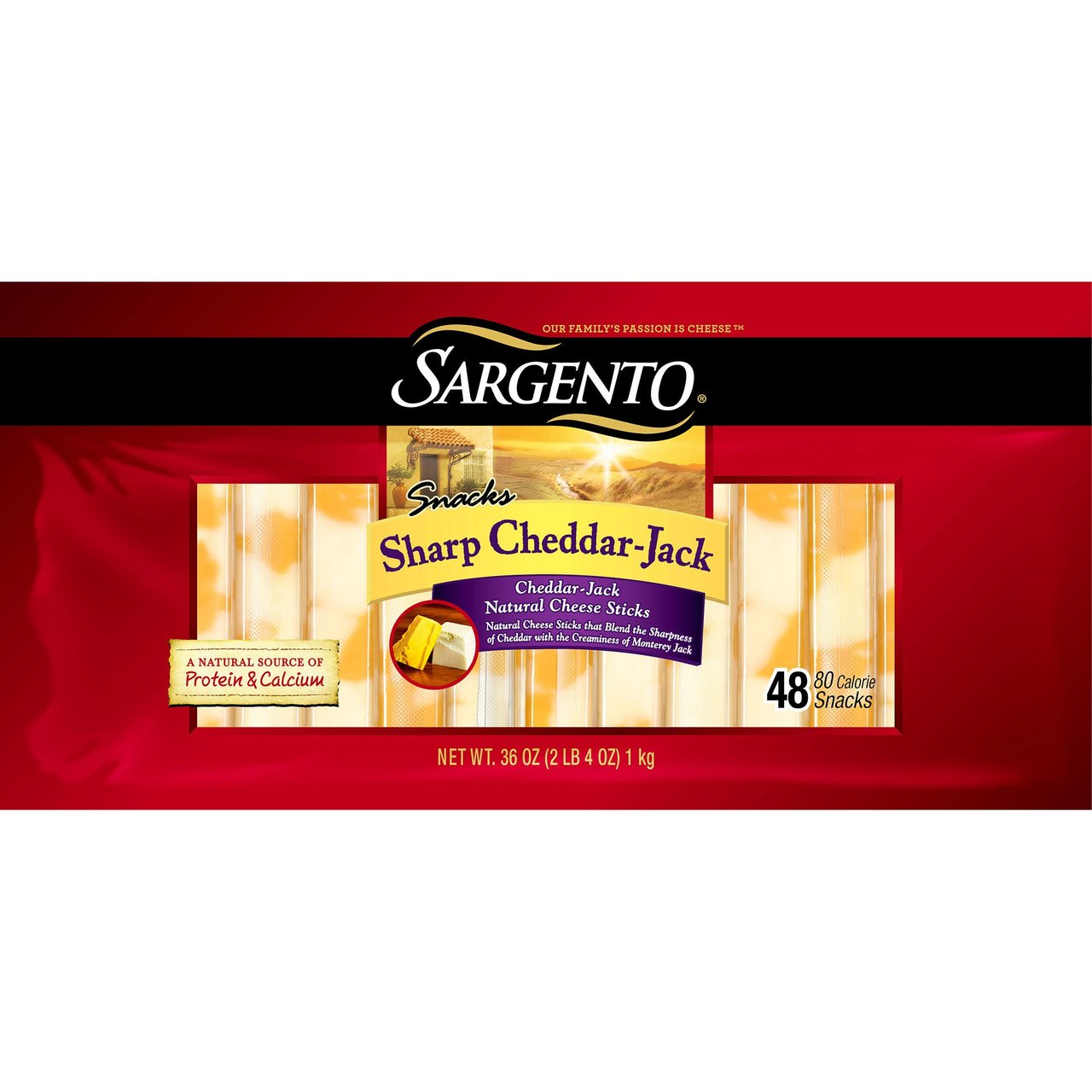 Sargento Sharp Cheddar-Jack Natural Cheese Snack Sticks, 48 × 0.75 oz - Image 1