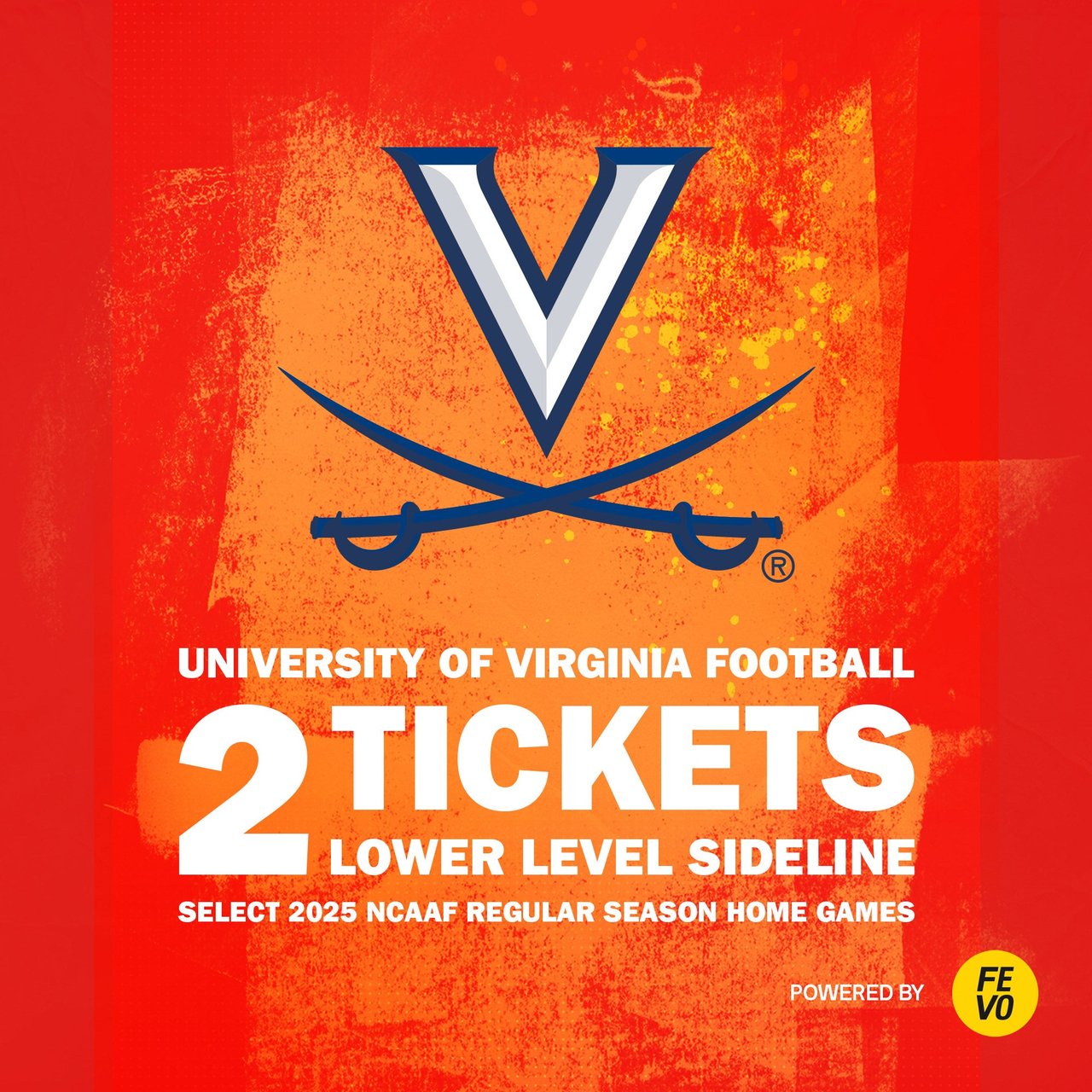 NCAA Virginia Cavaliers Football - 2 Lower Level Tickets, eVoucher (Non-Refundable)