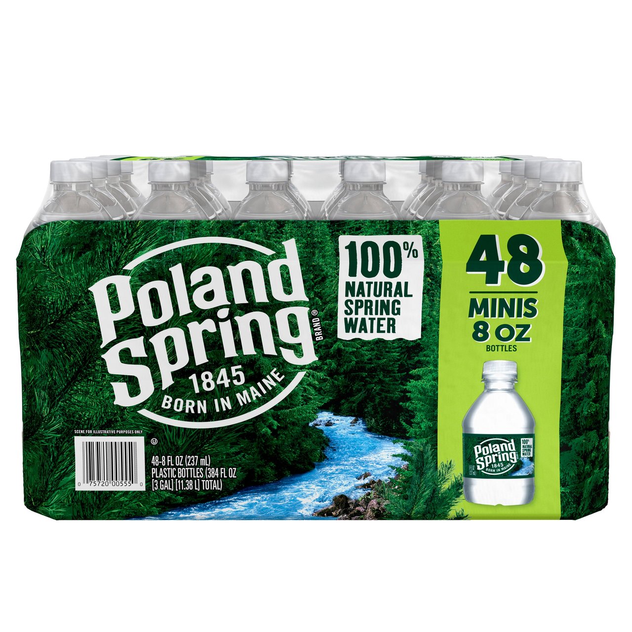 Poland Spring 100% Natural Spring Water, 48 Mini Bottles (8 oz Each)