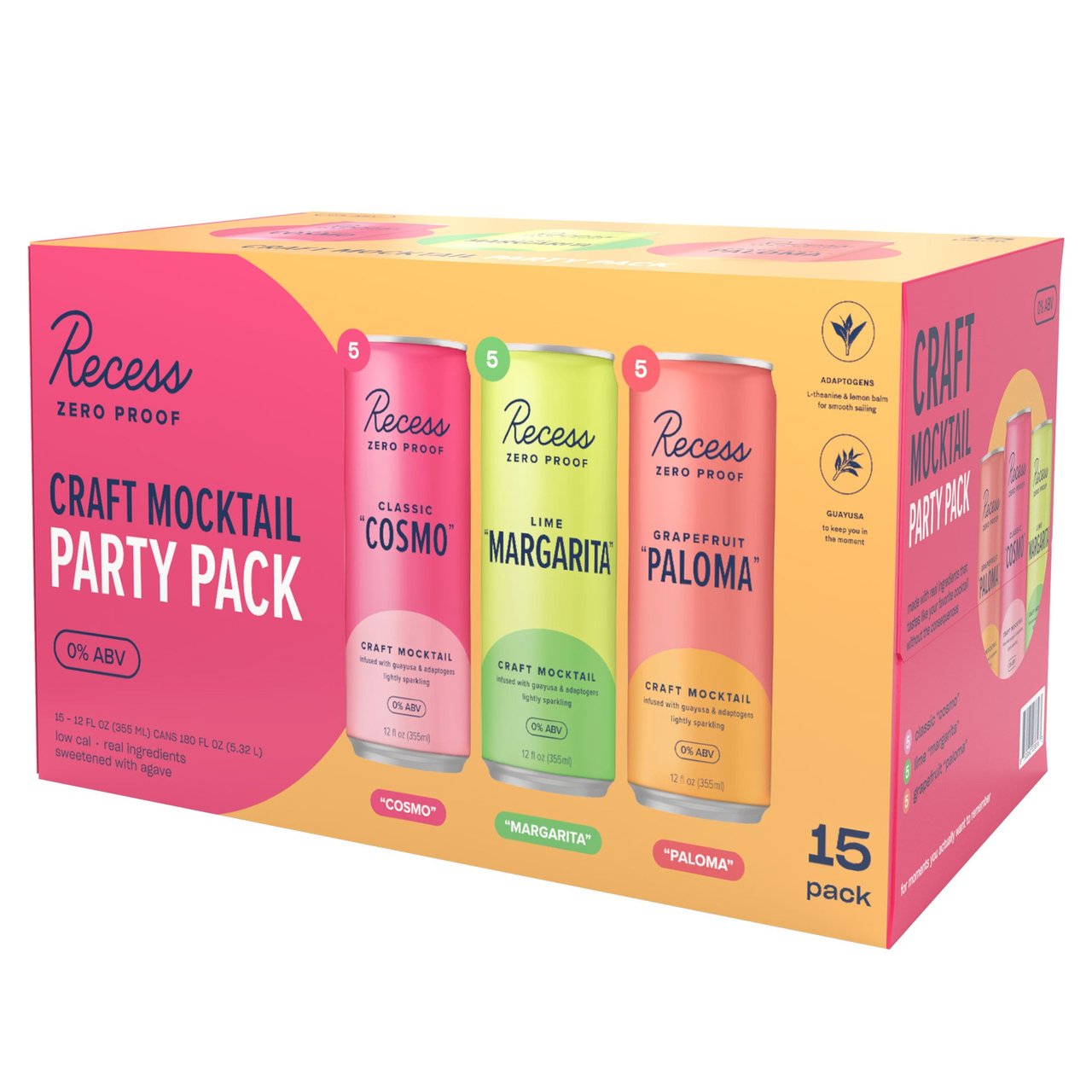 Recess Zero Proof Variety Pack, 15 × 12 oz Cans (5.625 qts) - Image 1