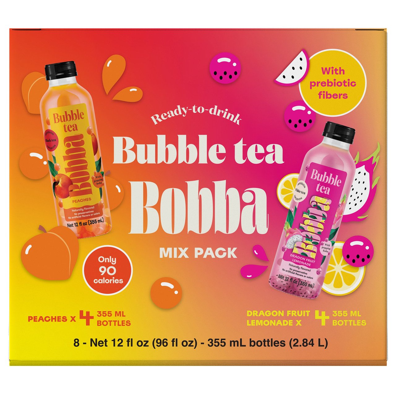 Bobba Bubble Tea Variety Pack, 12 oz, 8-Count Bottles - Image 1