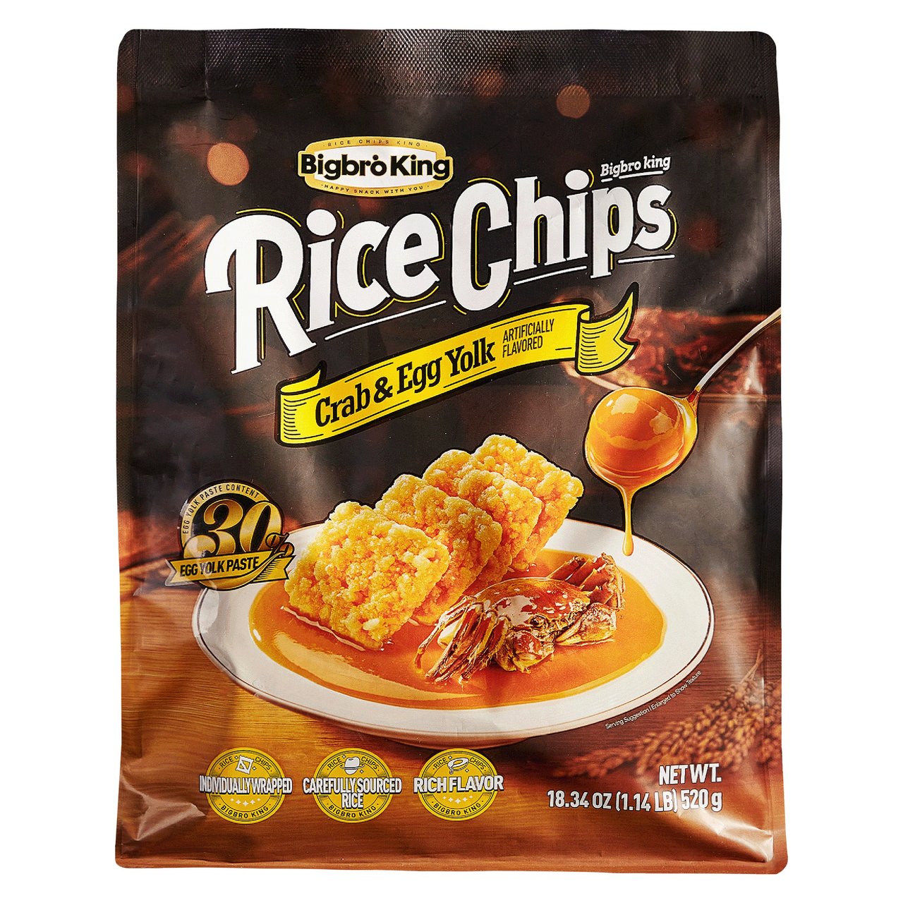 Big Bro Crab Egg Yolk Rice Chips 18.34 oz - Image 1