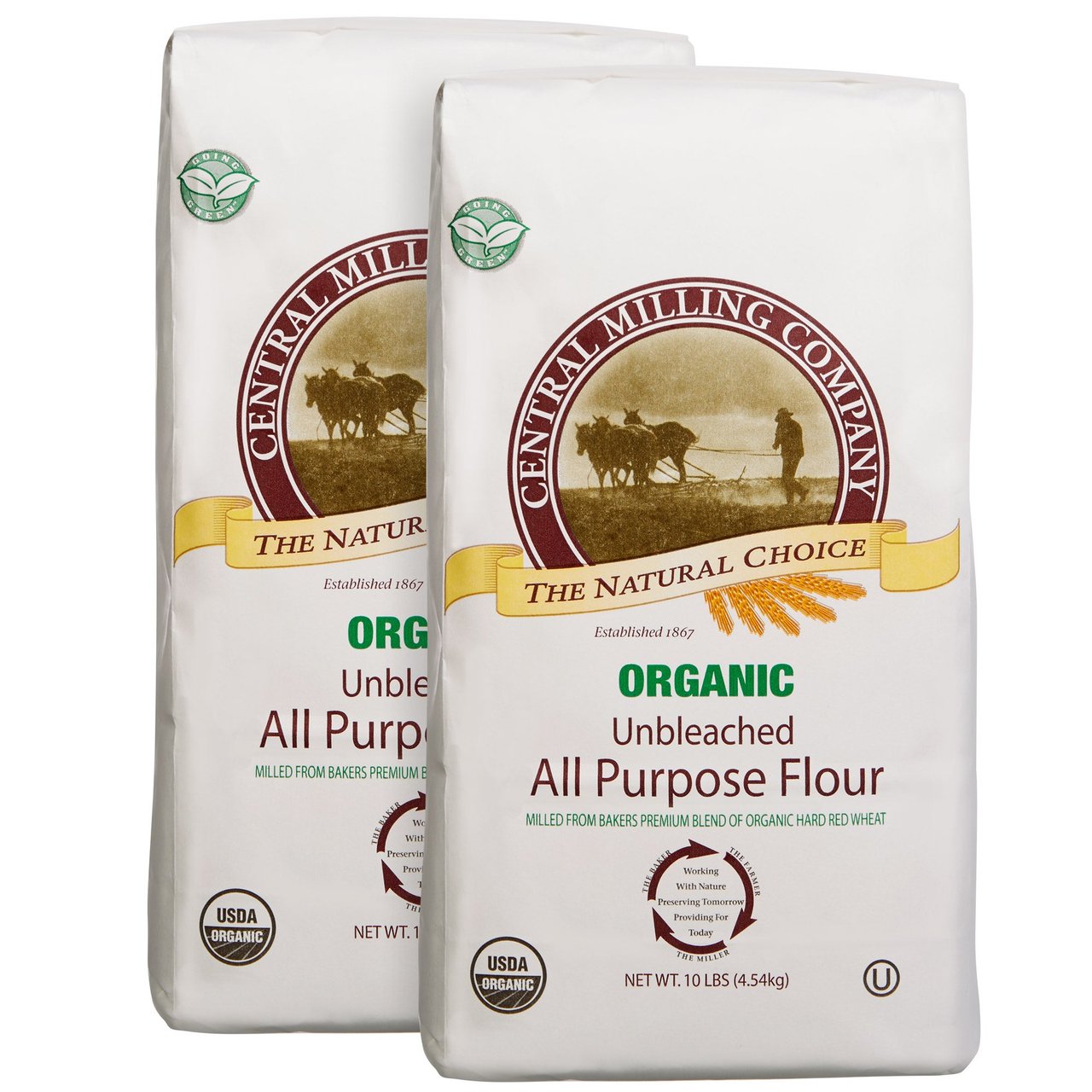Central Milling Organic Unbleached All Purpose Flour, 2-Pack (10 lbs Each) - Image 1