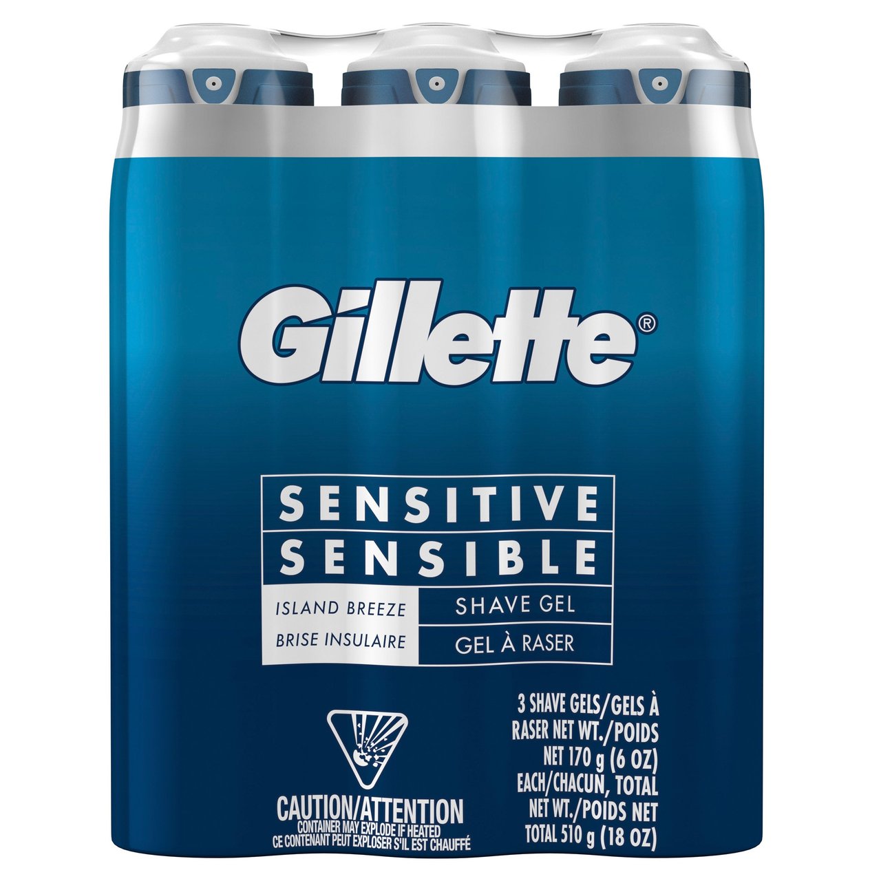 Gillette Sensitive Shave Gel 6.0 oz, 3-Pack - Image 1
