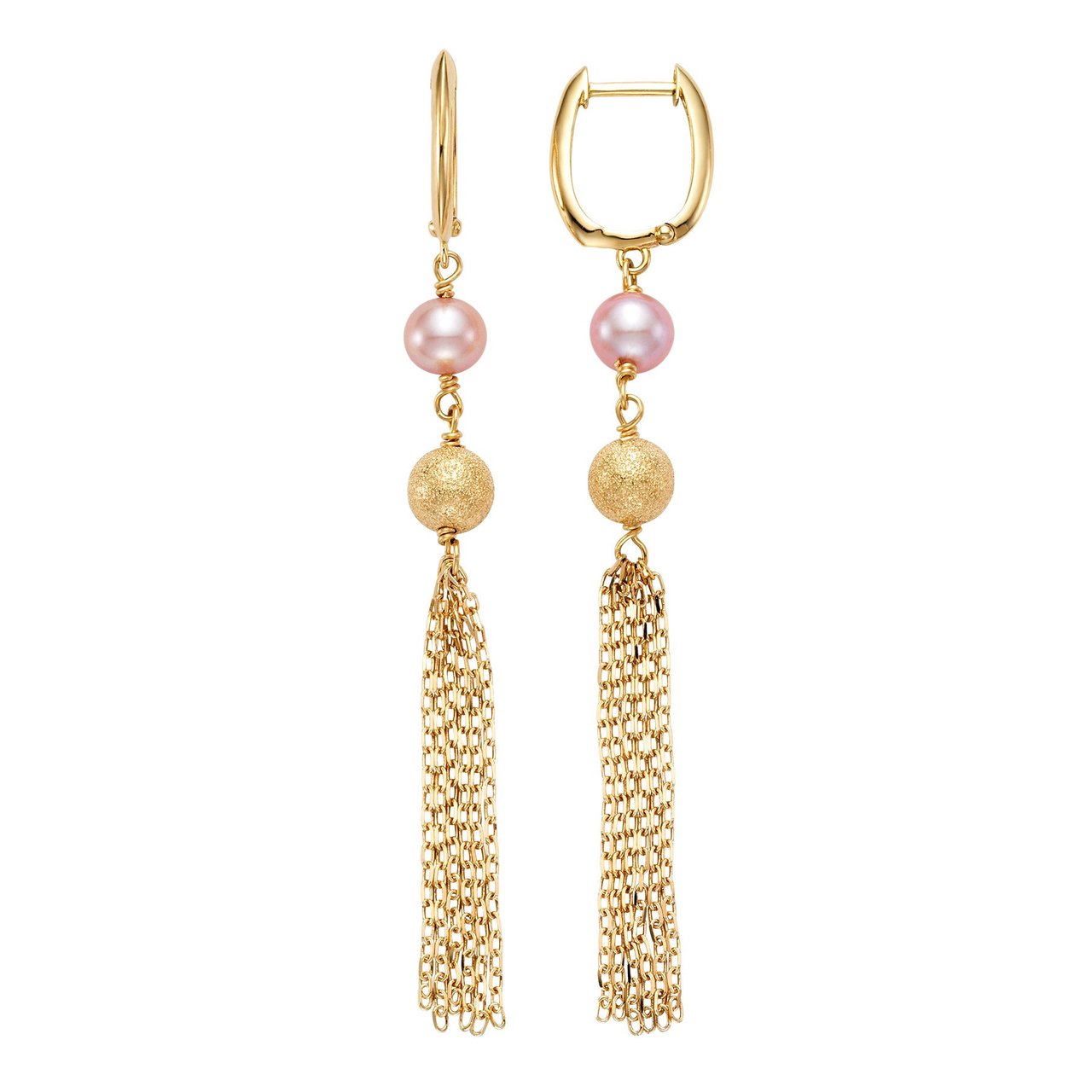 14kt Yellow Gold 5.5-6mm Freshwater Pink Pearl Earrings - Image 1