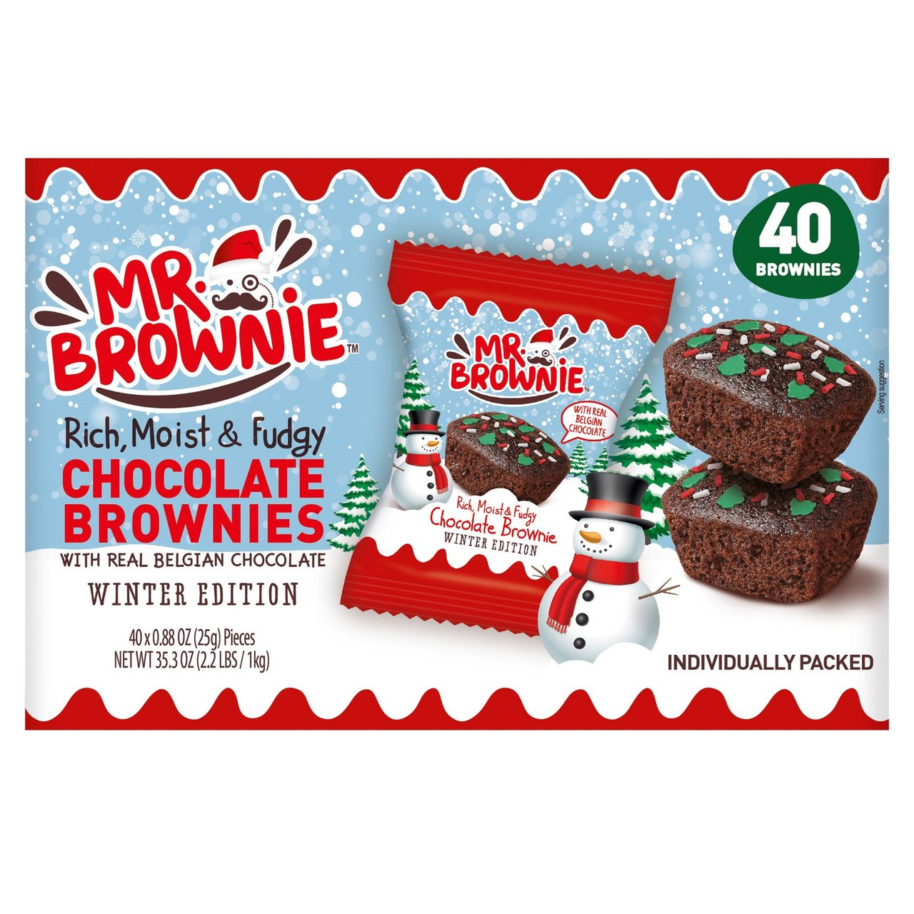 Mr. Brownie Chocolate Brownies 40 Count 0.88 Ounces Each - Image 1