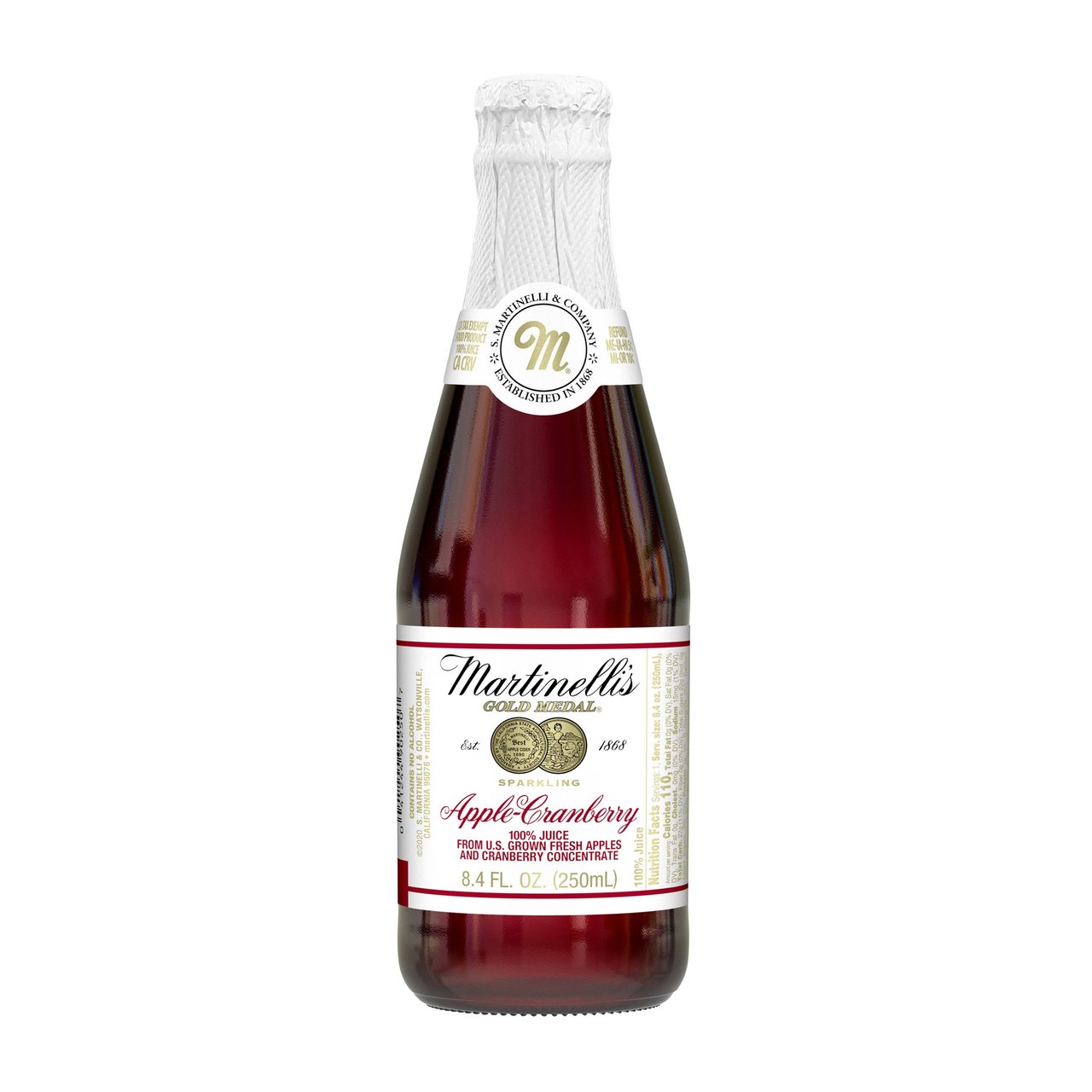 Martinelli's Sparkling Apple-Cranberry Juice 12/8.4 fl oz (3.15 qt) - Image 1