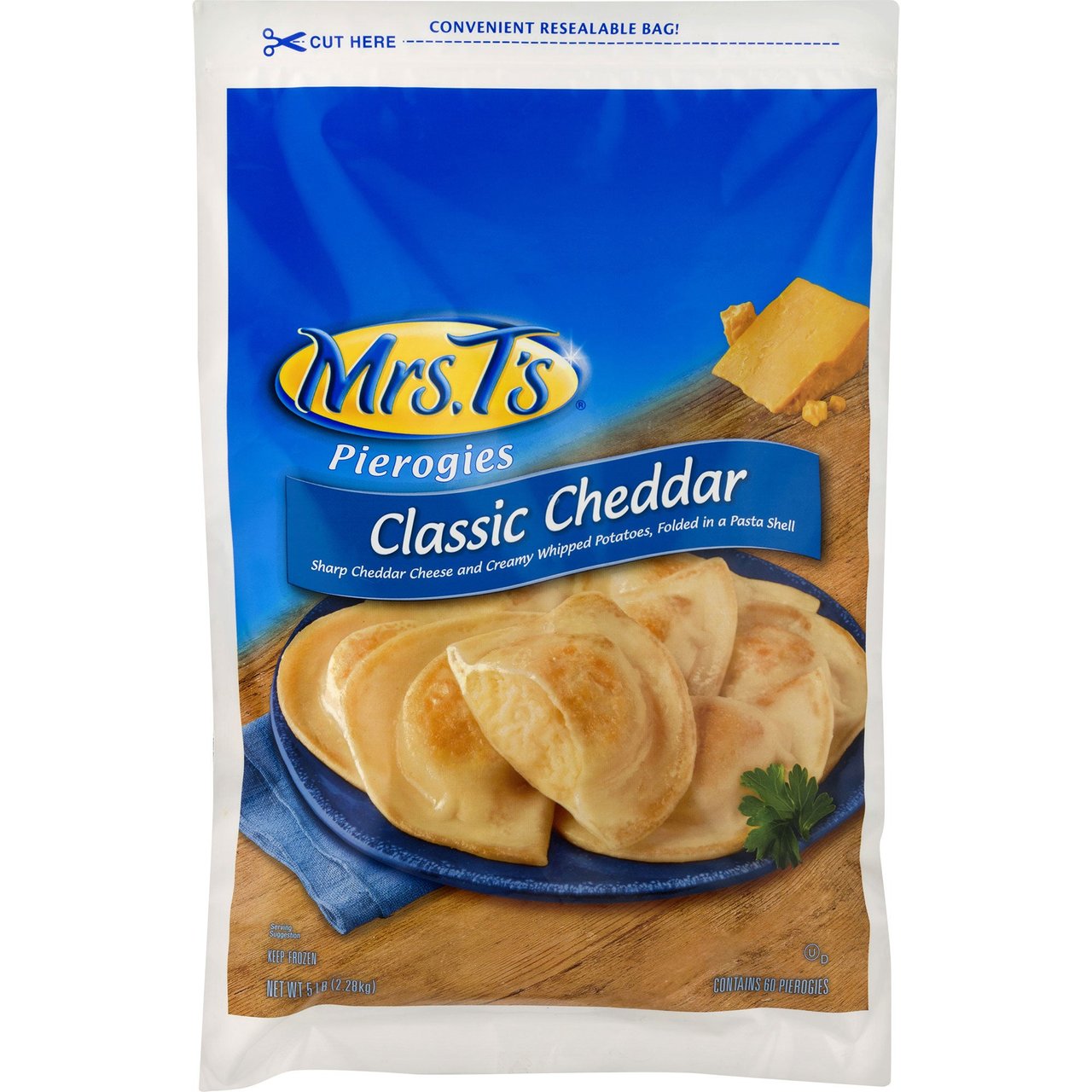 Mrs. T's Pierogies Potato and Cheddar 5 lbs - Image 1