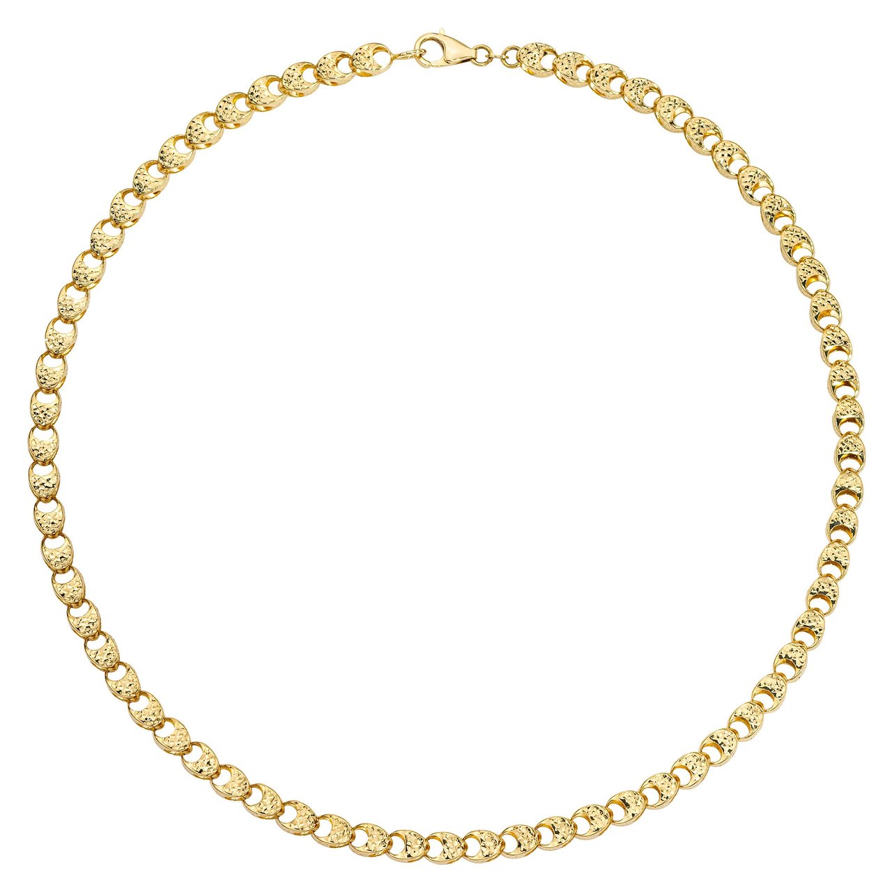 14KT Yellow Gold 18" Fancy Link Diamond Cut Necklace Made in Italy - Image 1