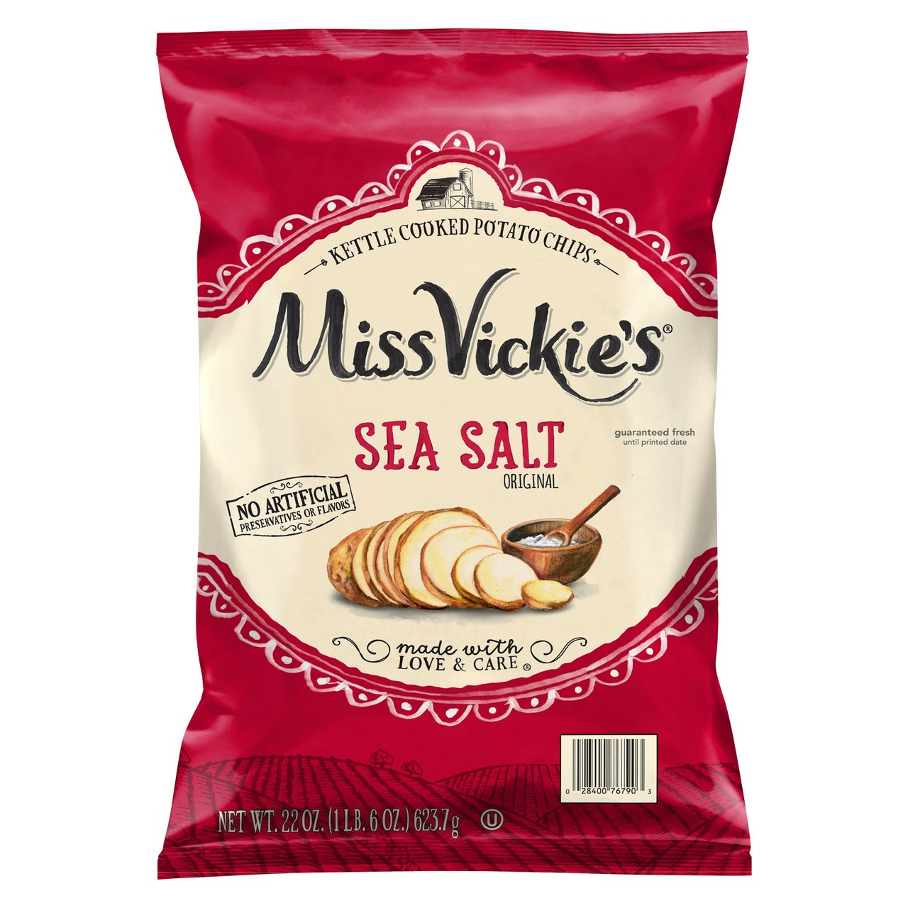 Miss Vickie's Sea Salt Kettle Cooked Potato Chips, 22 oz (1.37 lbs) - Image 1