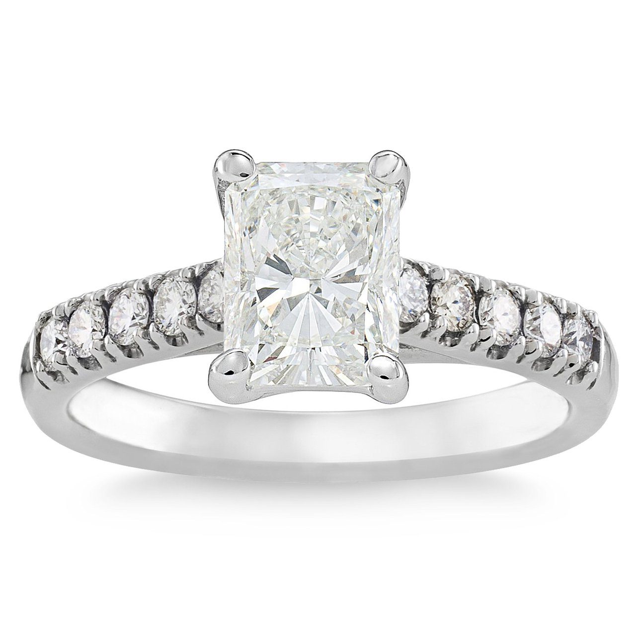 2.01 CTW Radiant Cut Platinum Wedding Ring, 1.70ct Center VS2 "G" Color Diamond - Image 1