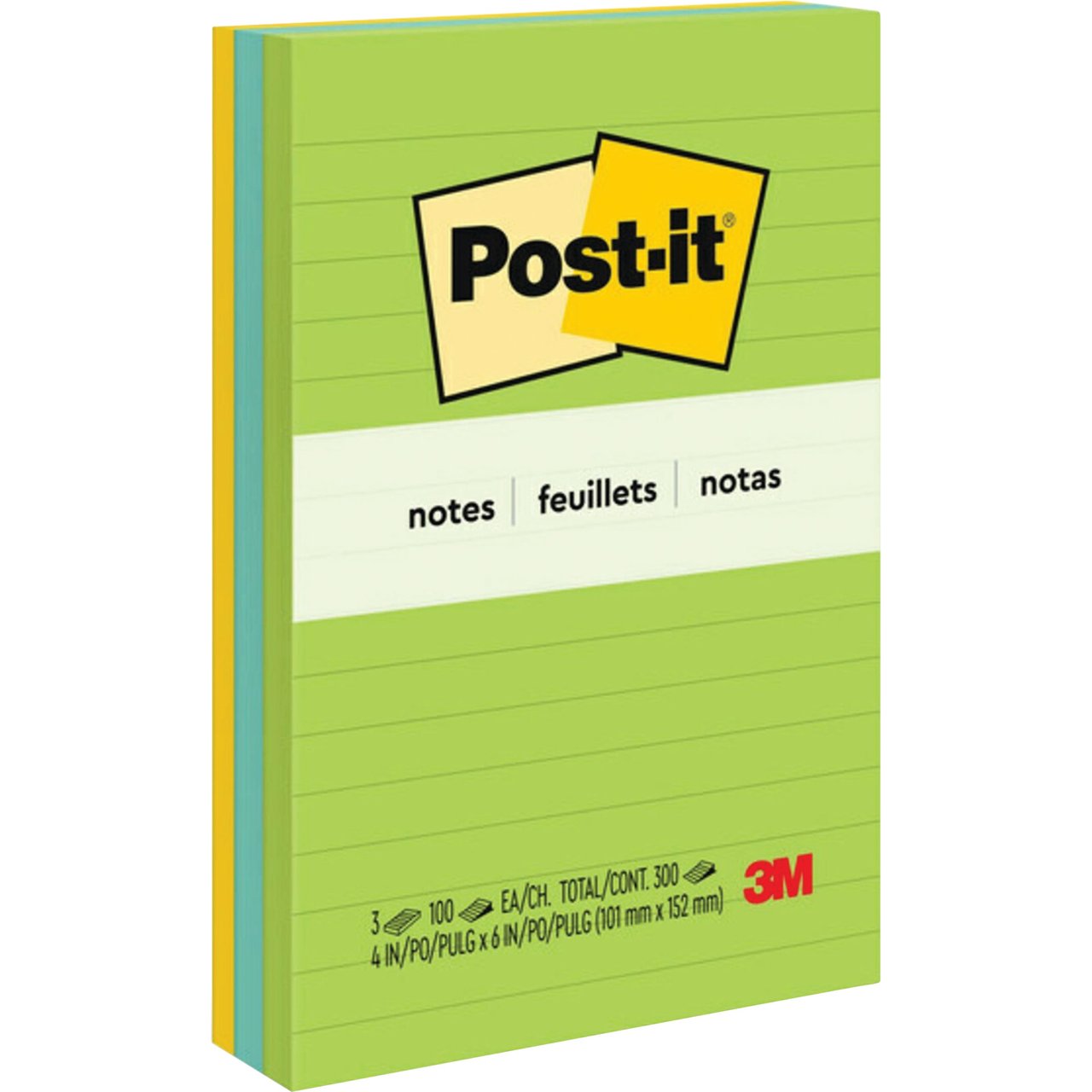 Post-it 100-Sheet Ultra Colors Ruled 4x6 In. Notes, 6-Pack (MMM6603AUKT) - Image 1