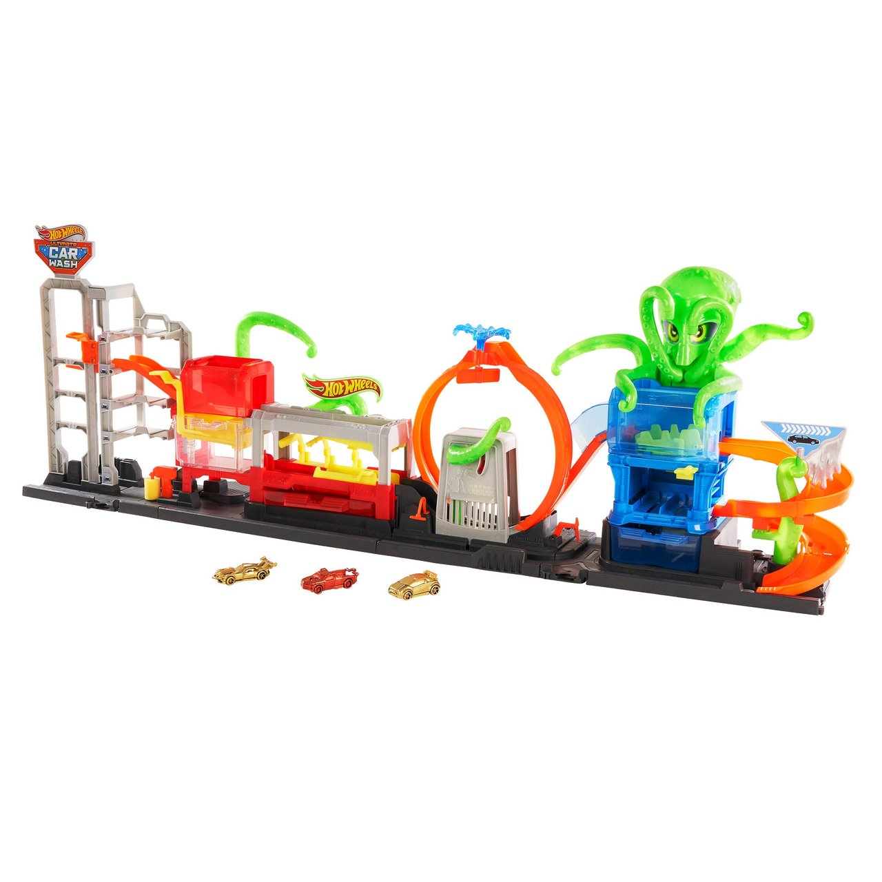 Hot Wheels Octo Carwash and 3 Color Reveal Cars - Image 1
