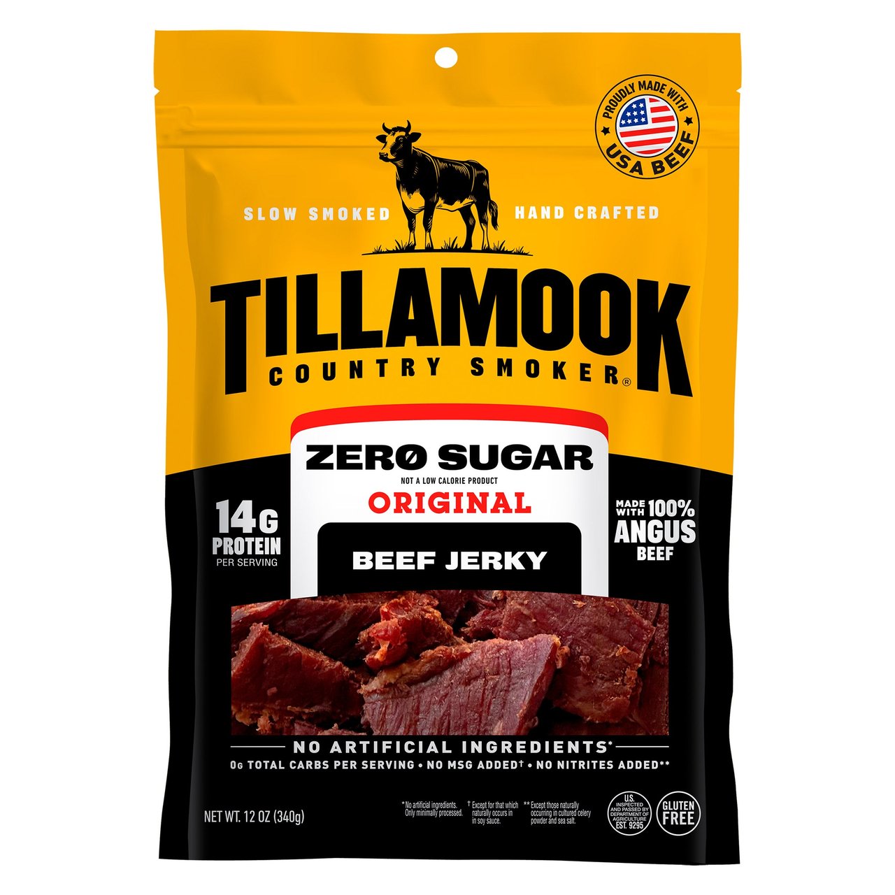 Tillamook Country Smoker Zero Sugar Beef Jerky 12 oz - Image 1