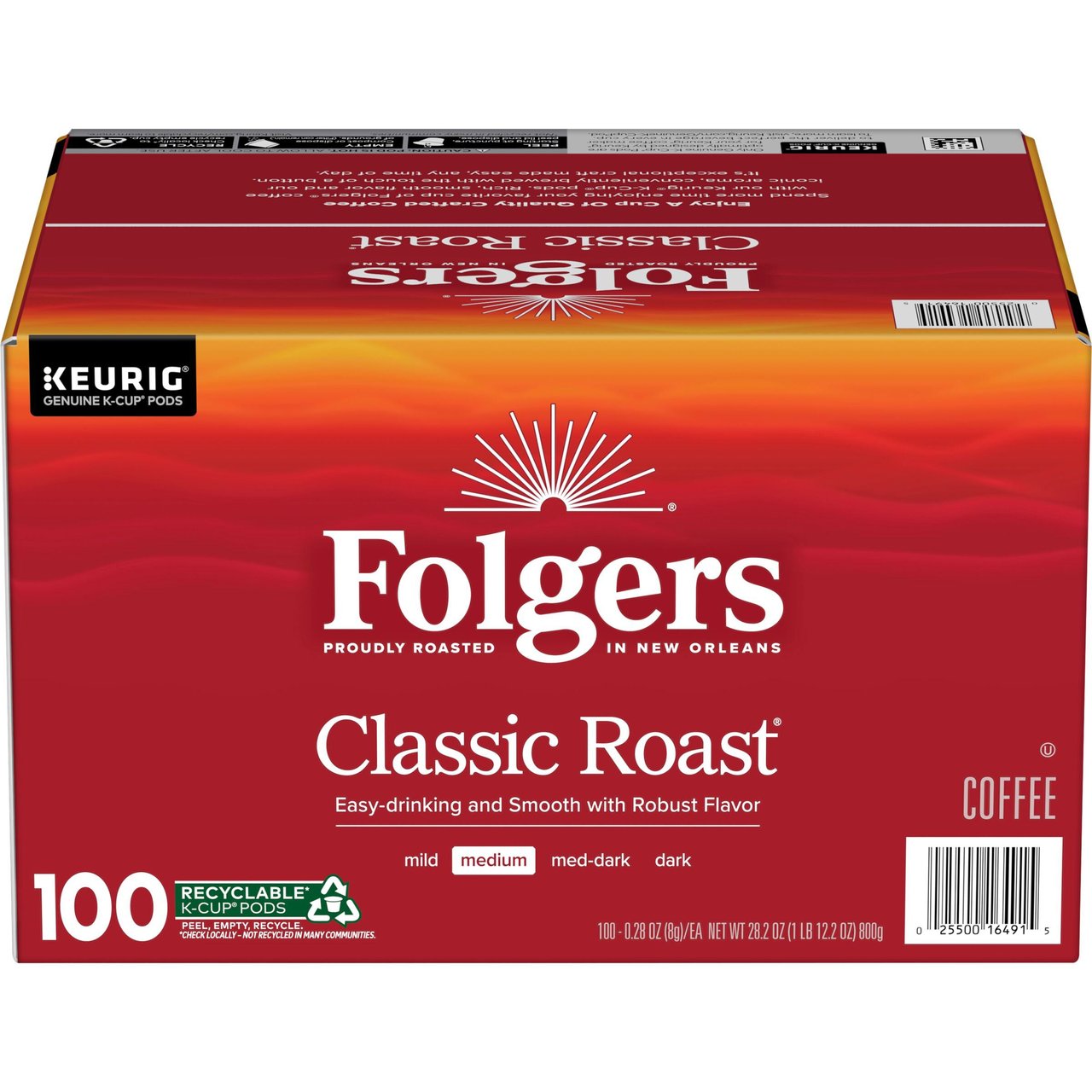 Folgers Classic Medium Roast K-Cup, 100 Count - Image 1