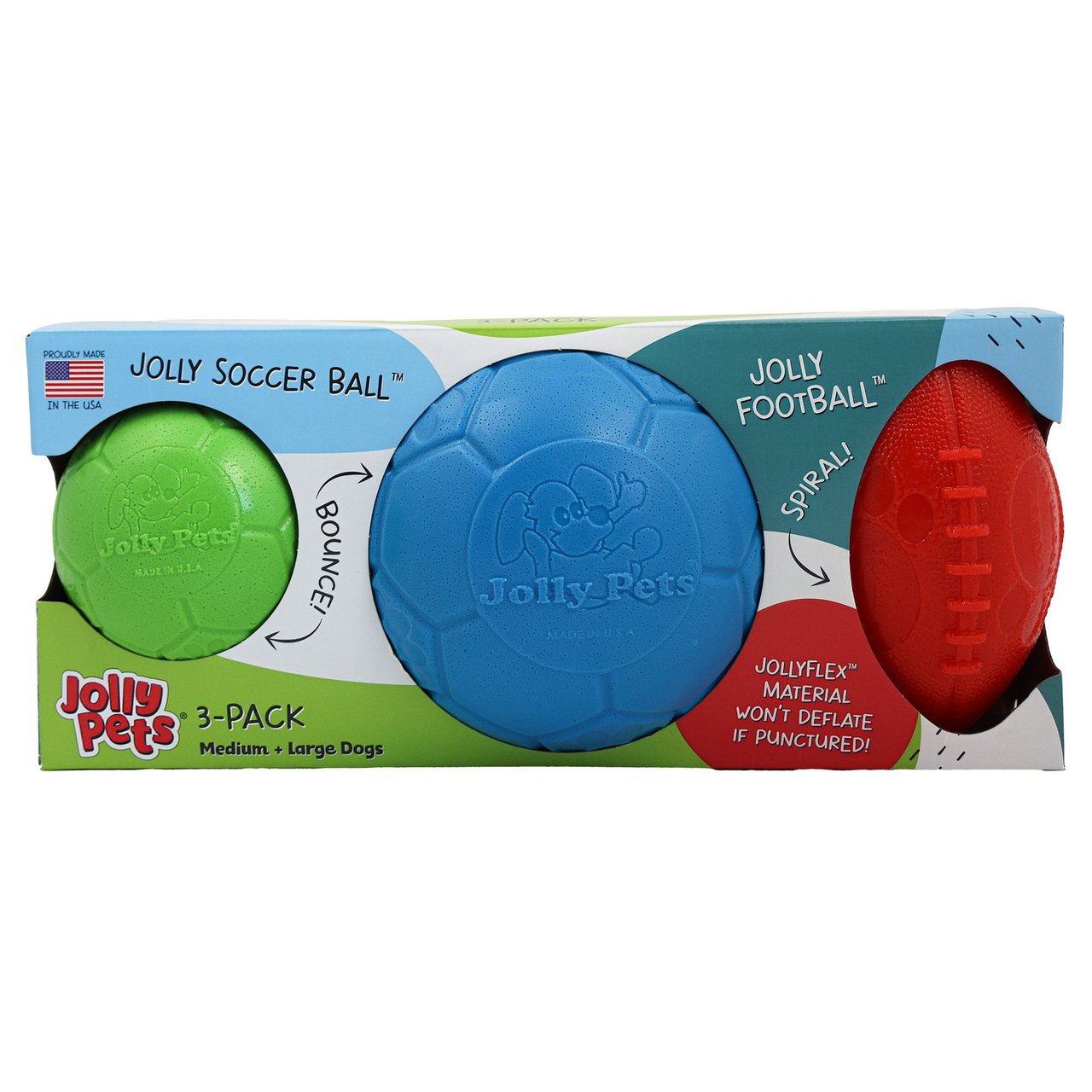 Jolly Pets Sports Pack Soccer Ball / Football 3 Pack - Image 1