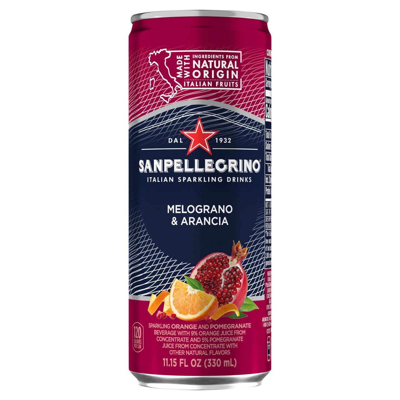 San Pellegrino Melograno & Arancia Sparkling Orange and Pomegranate Beverage, 24-Count, 11.15 FL OZ - Image 1