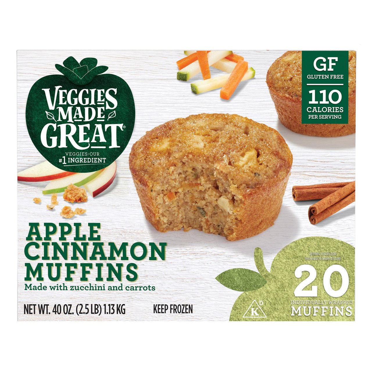Veggies Made Great Apple Cinnamon Muffin 20 CT (2.5 lbs) - Image 1
