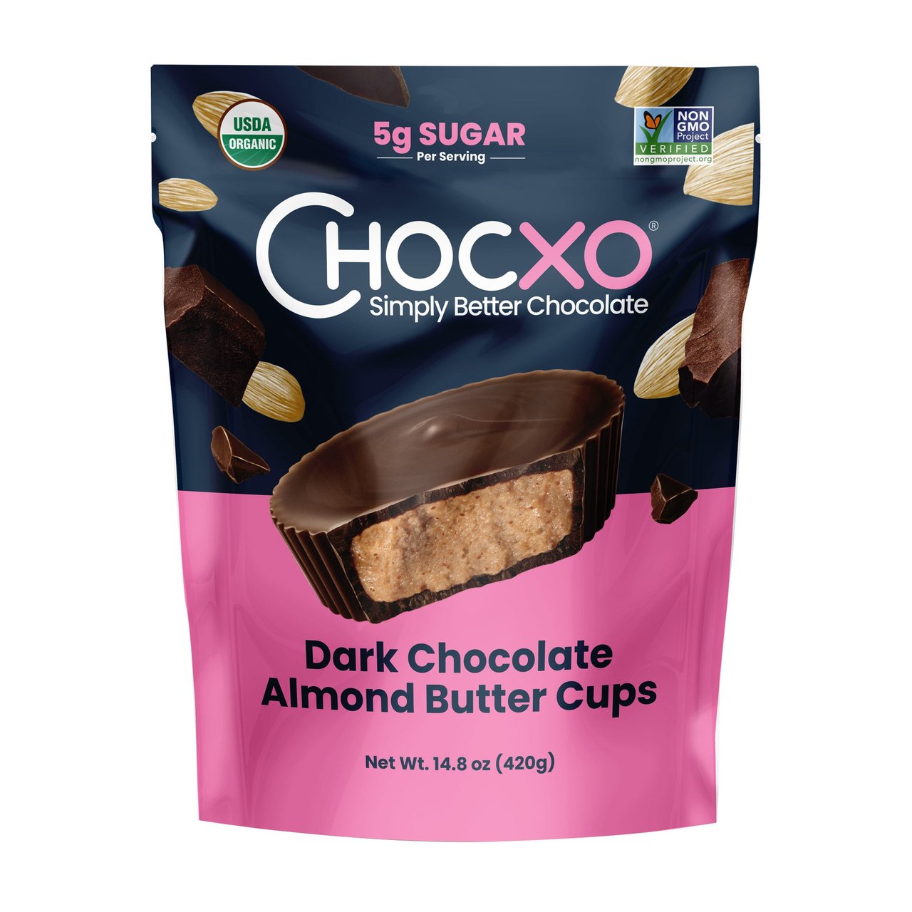 ChocXO Dark Chocolate Almond Butter Cups 14.80oz - Image 1