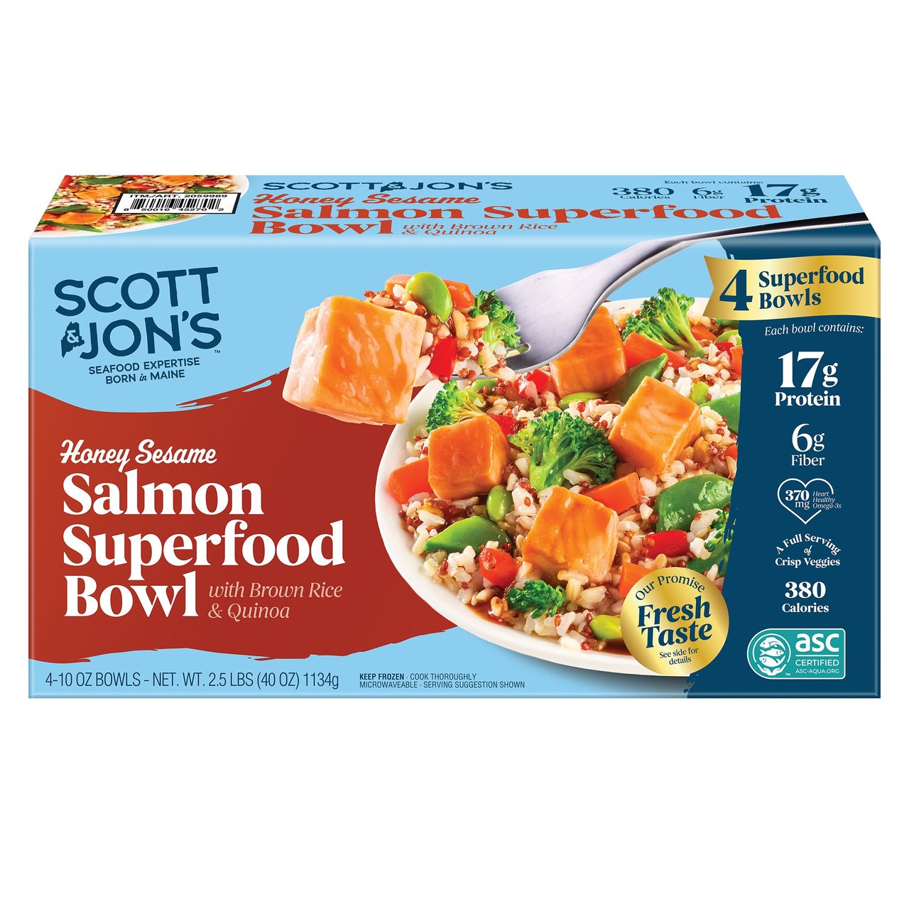 Scott & Jon's Honey Sesame Salmon Superfood Bowl, 4-Pack (10 oz each) - Image 1