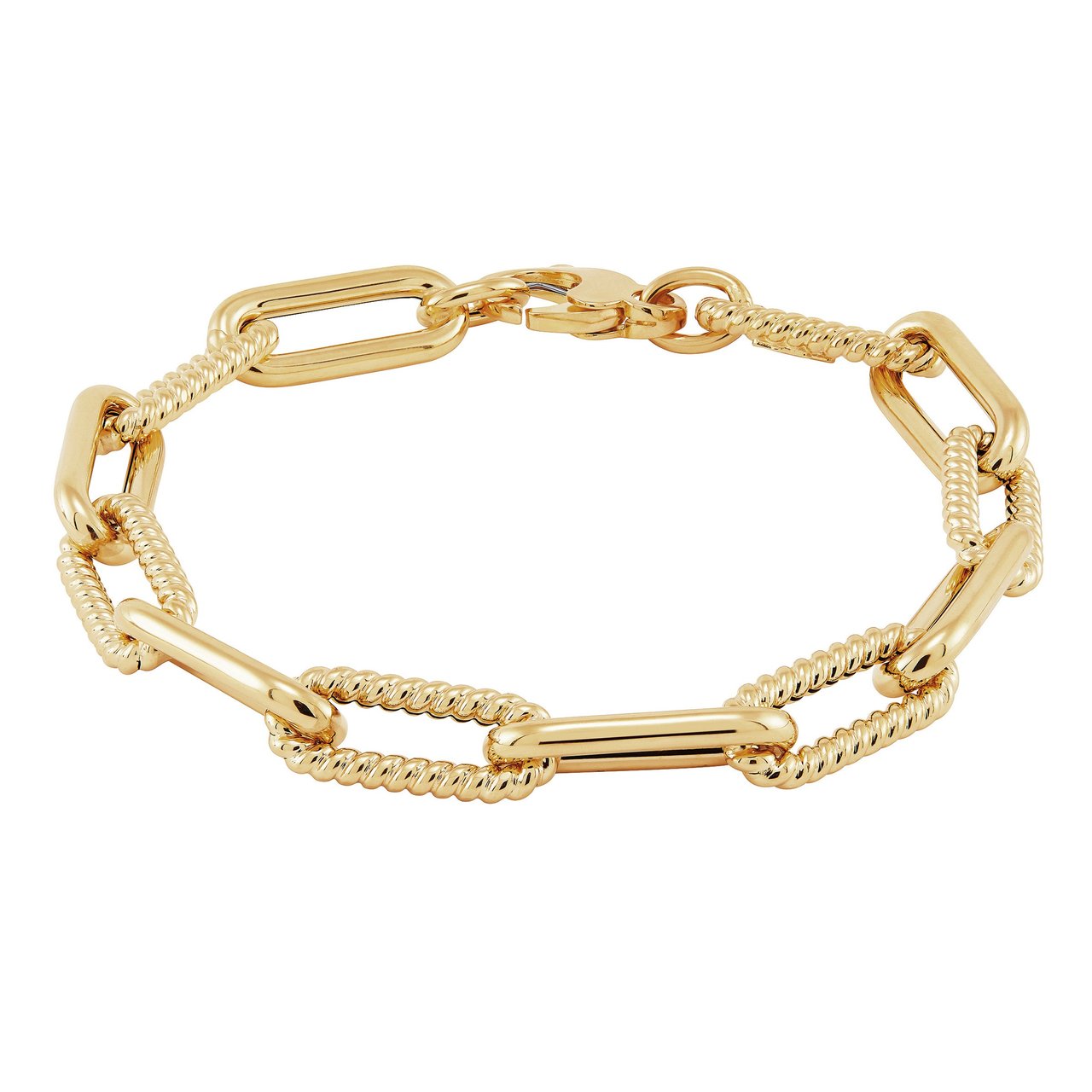 18kt Yellow Gold 8" Paperclip Bracelet Made in Italy - Image 1
