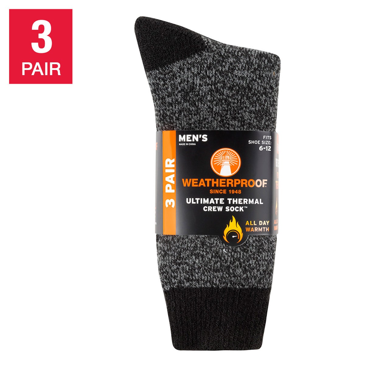Weatherproof Men's Heat Keeper Sock, 3 Pair - Image 1